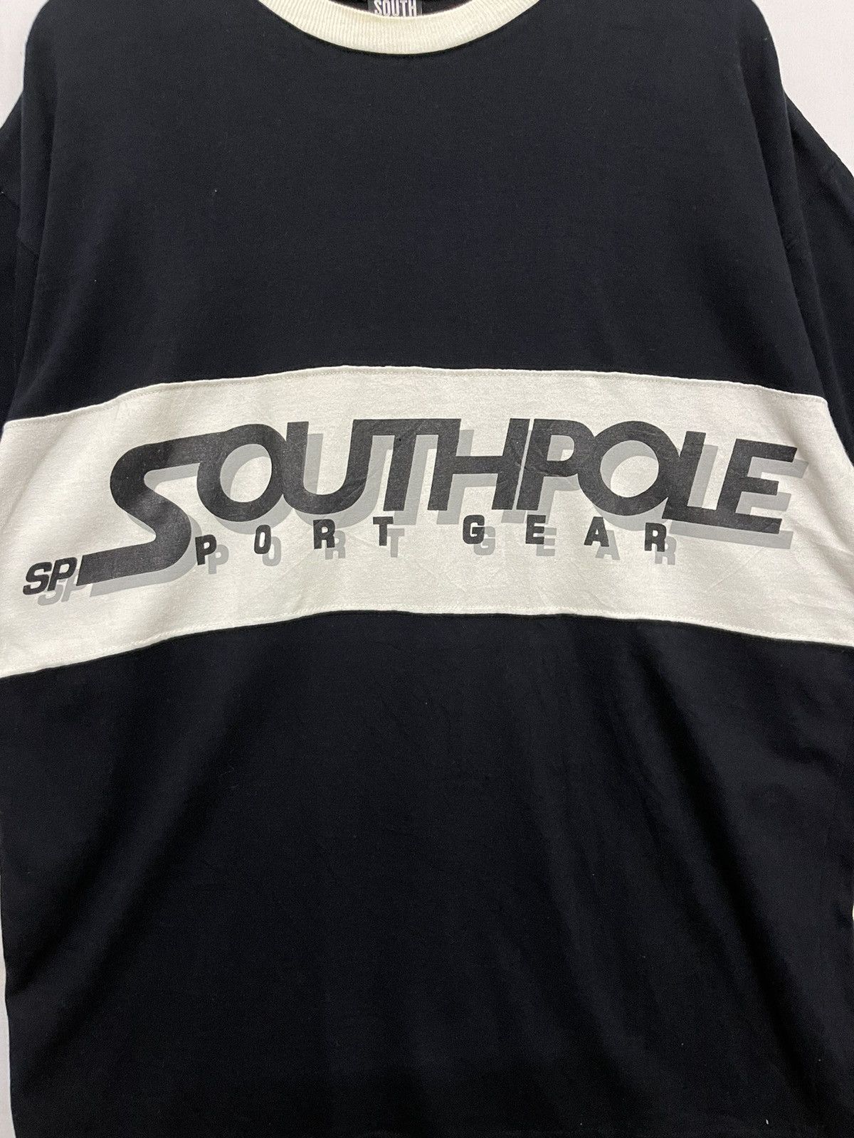 Southpole × Vintage Southpole Sportgear Big Logo Spellout T-shirt Black White Size US XL / EU 56 / 4 - 2 Thumbnail