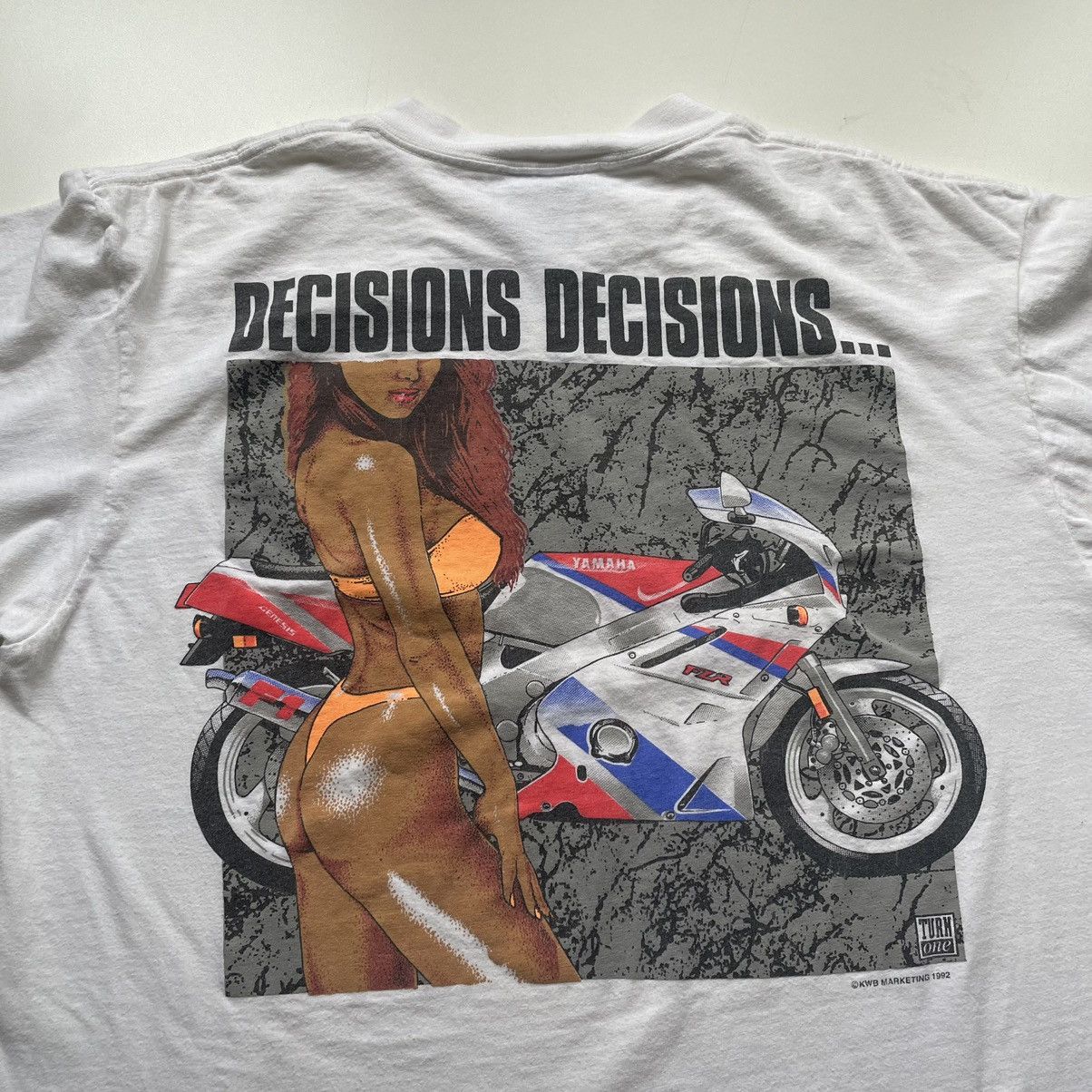 Harley Davidson × Vintage Vintage 90s Naked Girl Decisions Biker Graphic T Shirt Large Size US L / EU 52-54 / 3 - 2 Thumbnail