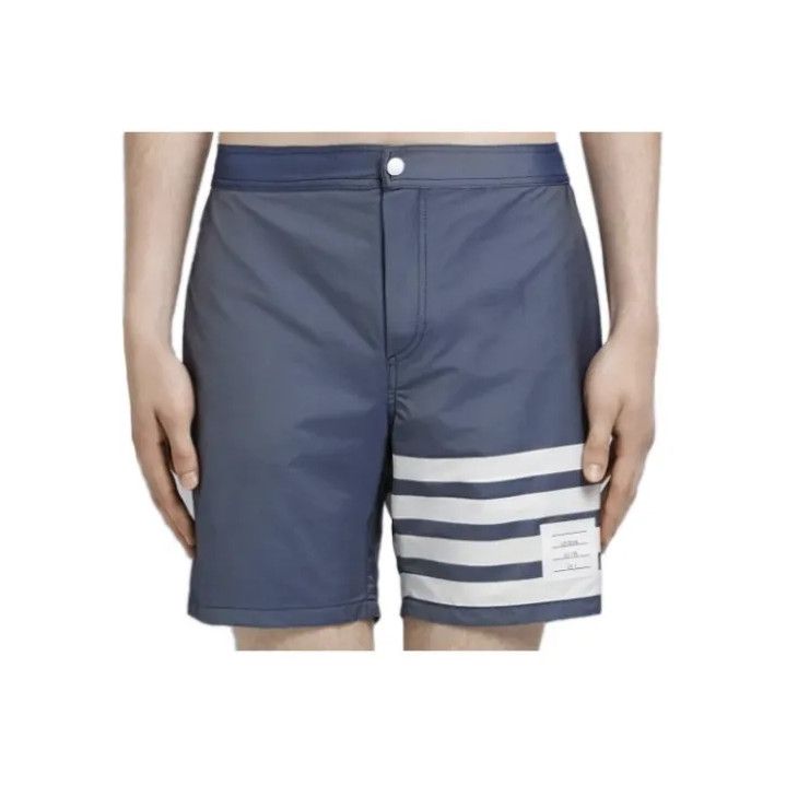 Thom Browne Thom Browne Navy Stripe Swim Shorts for Men Size US 34 / EU 50 - 1 Thumbnail
