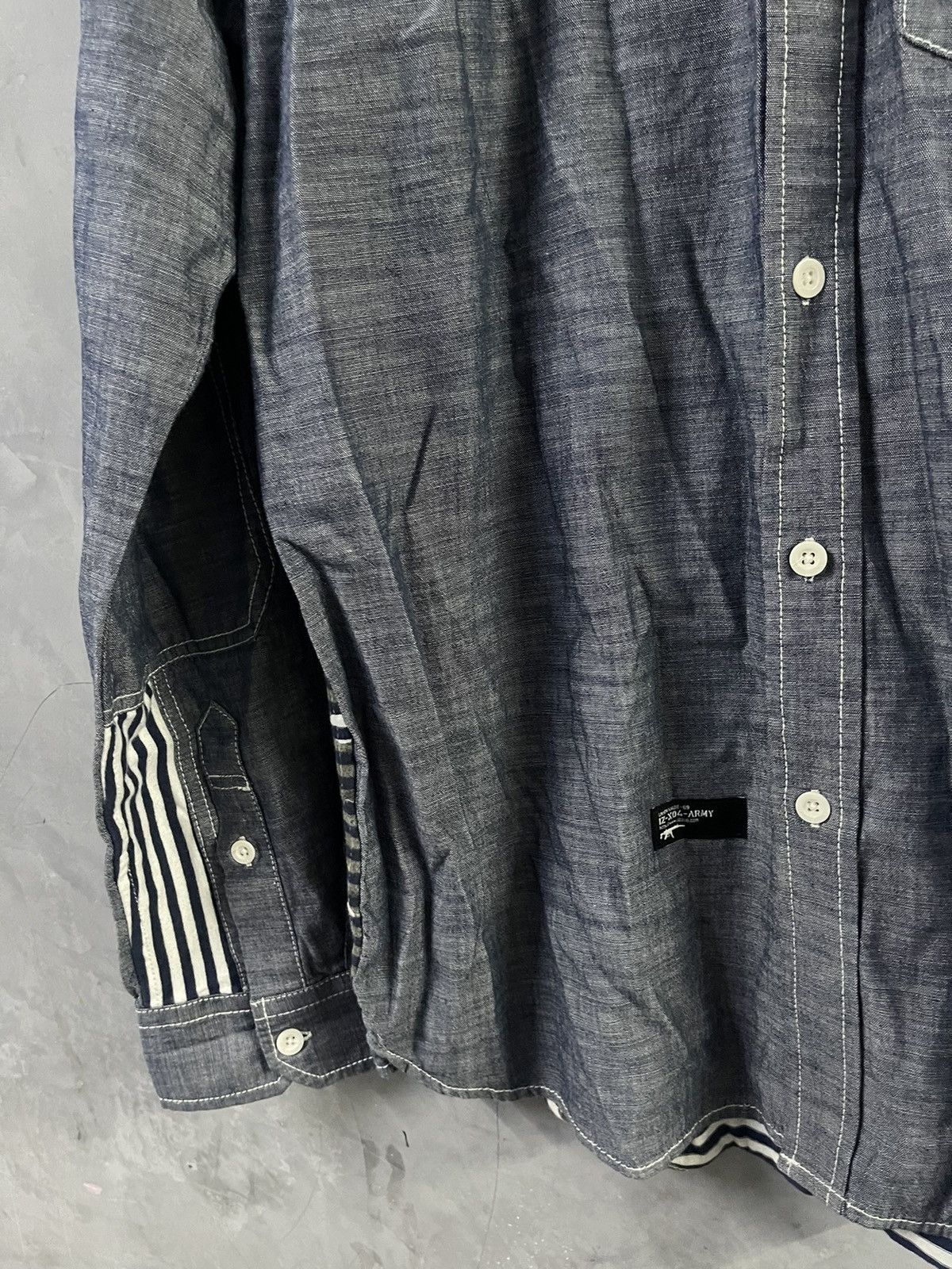 izzue IZZUE - X04 ARMY - Chambray + Camo Shirt Size US XL / EU 56 / 4 - 2 Thumbnail