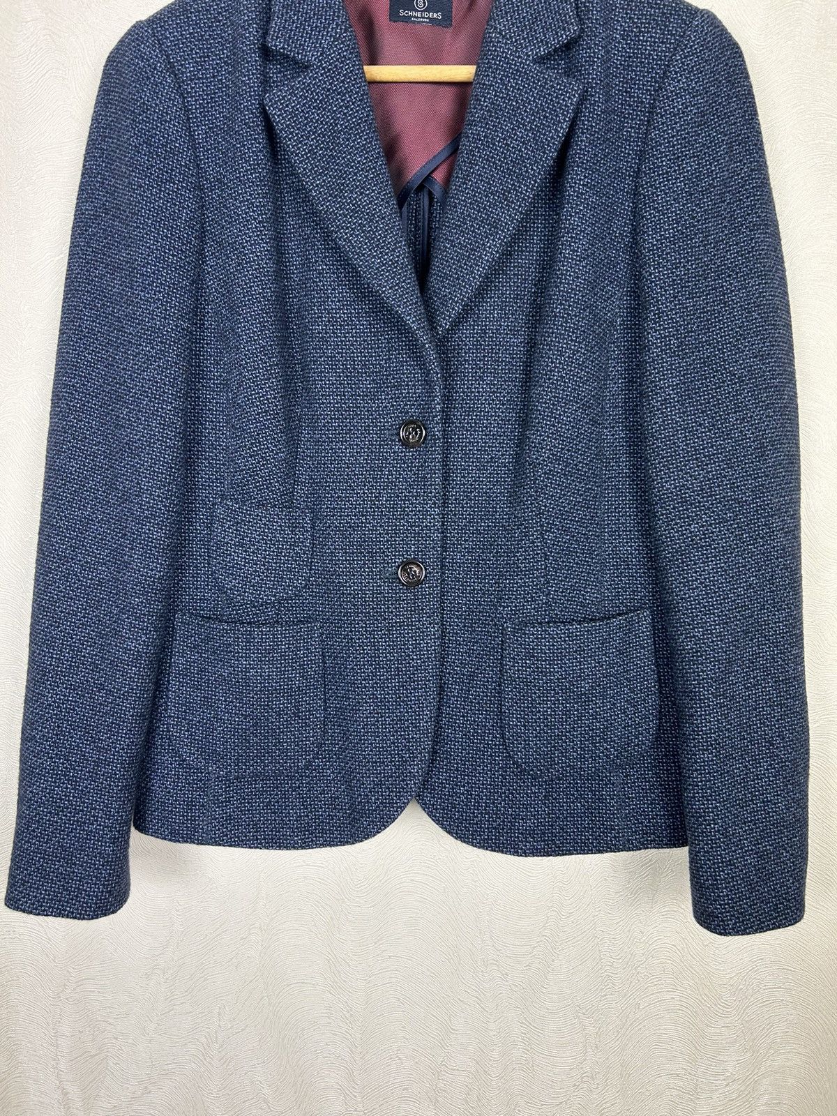 Designer × Schneiders Schneiders Salzburg Womens Navy Wool Tweed Blazer Jacket Size M / US 6-8 / IT 42-44 - 3 Thumbnail