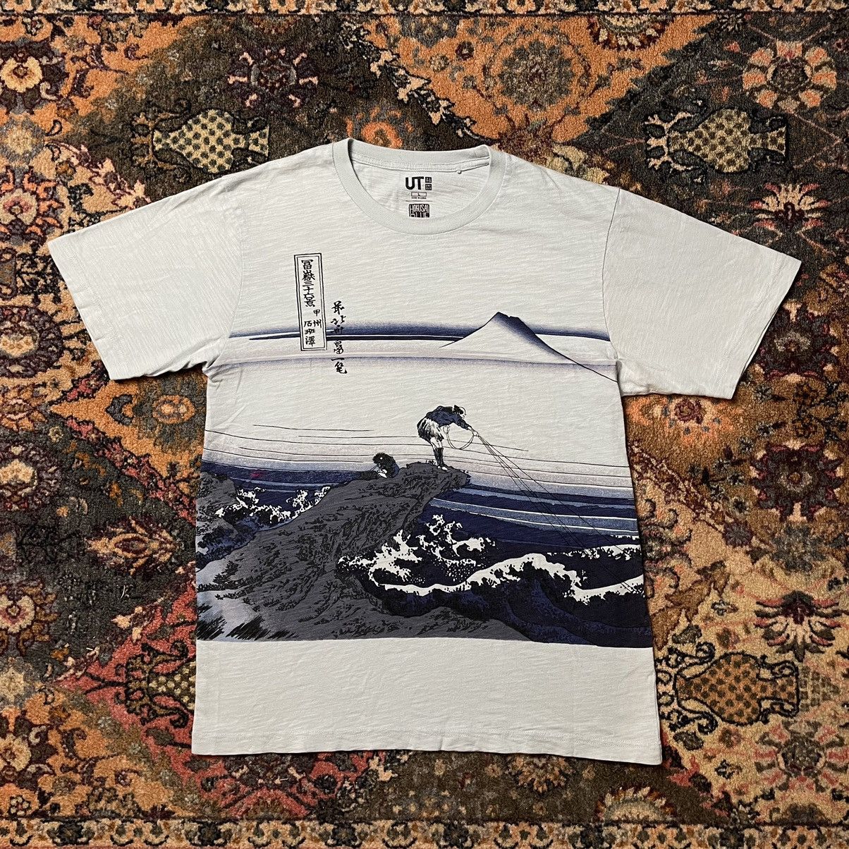Black Hokusai Printed T Shirt Black