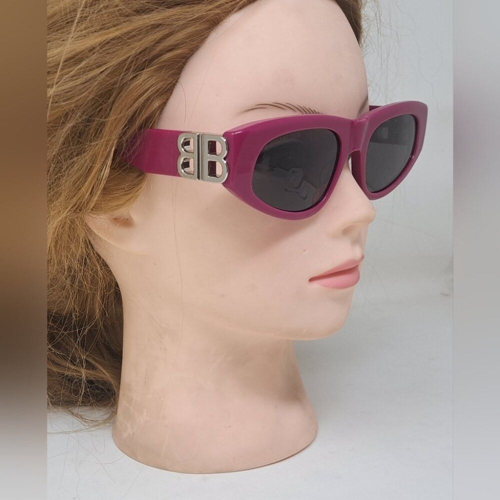 Balenciaga Balenciaga Sunglasses Fuschia Gray BB Temples Oval Cat Eye Size ONE SIZE - 5 Thumbnail