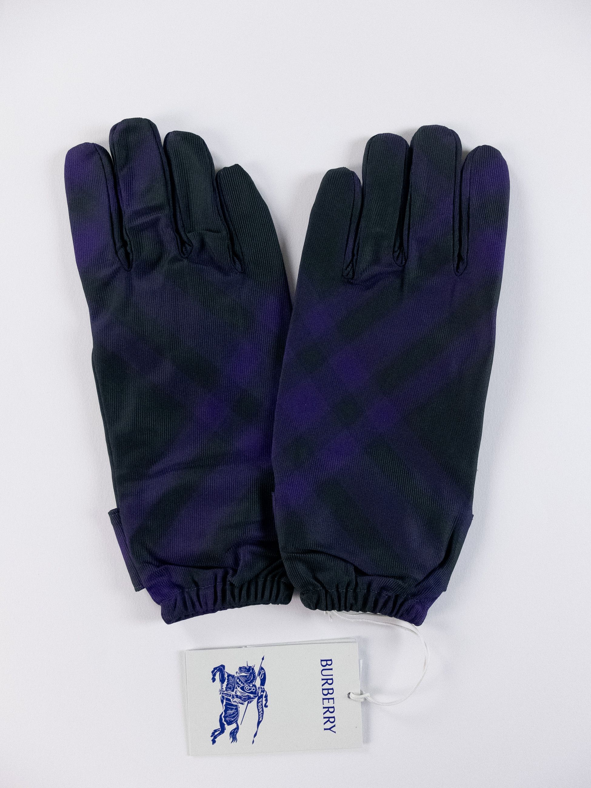 Burberry BURBERRY purple & green check nylon & cashmere gloves Size ONE SIZE - 3 Thumbnail