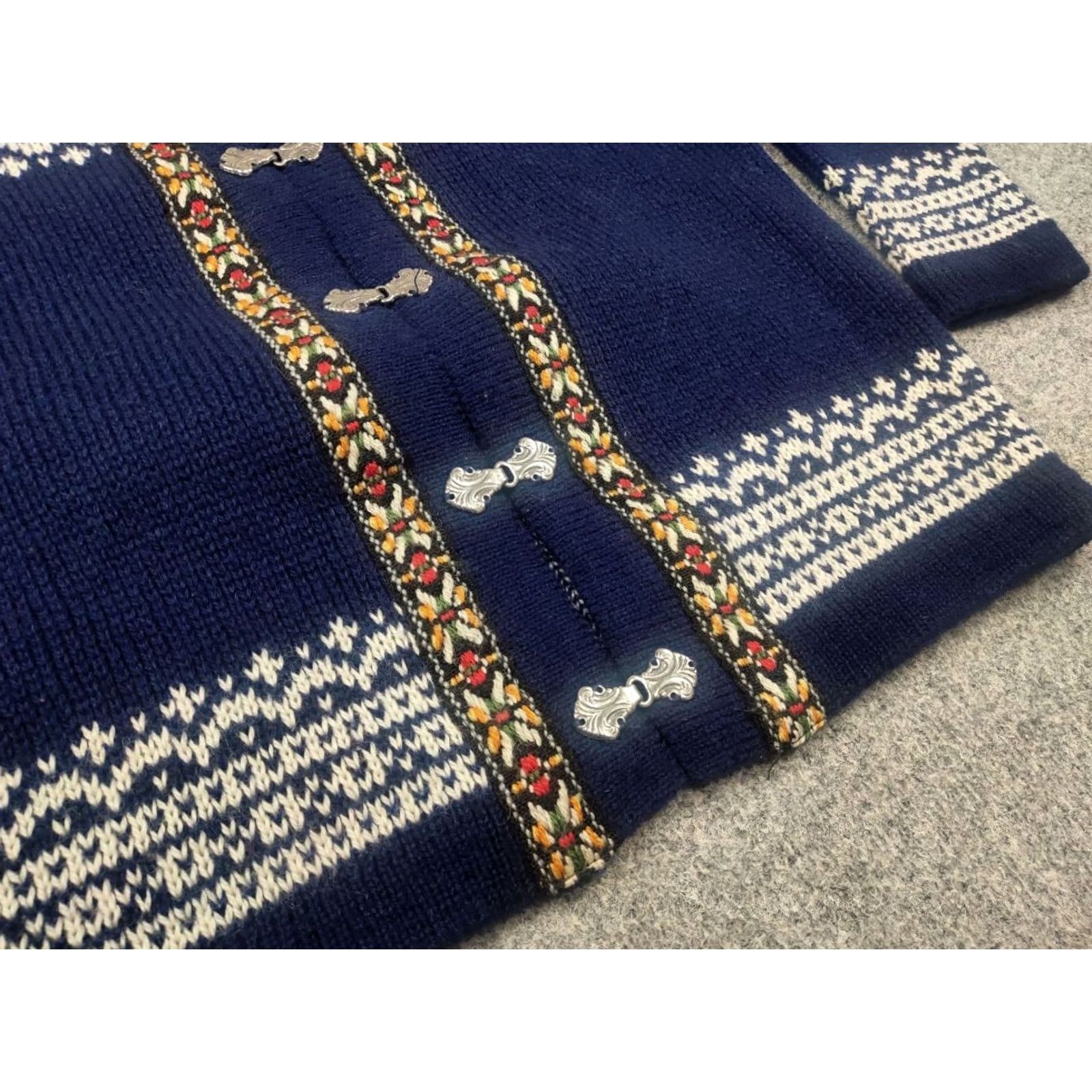 Vintage VINTAGE Nordstrikk Norwegian Wool Pattern Knit Cardigan sweater Men XS? No size? 90s Fair Isle Blue Wool Cardigan Size US M / EU 48-50 / 2 - 6 Thumbnail