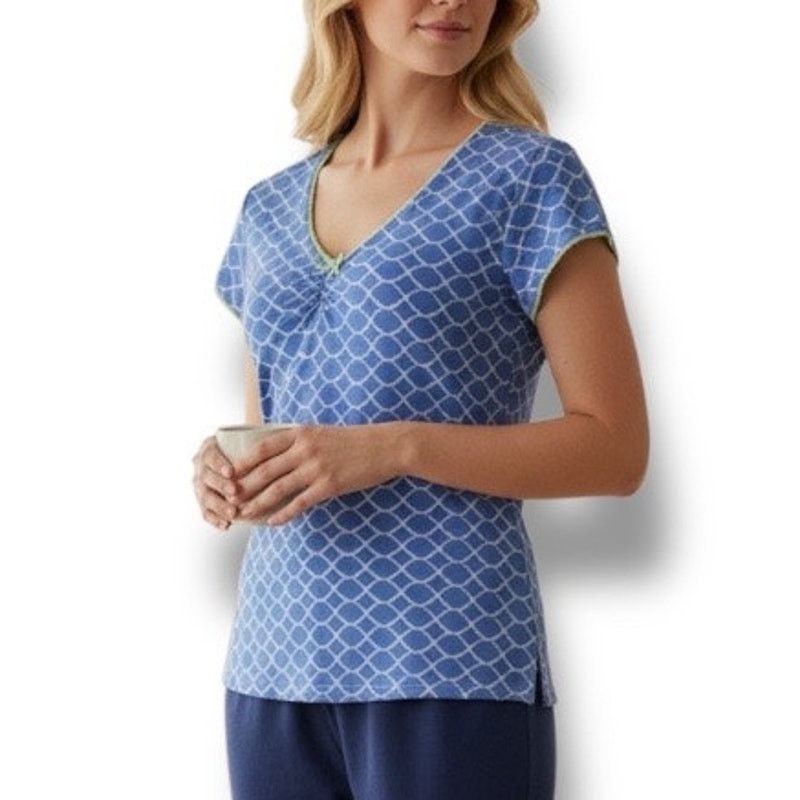 Lilly Pulitzer Lilly Pulitzer cotton tee lace edging pajama top size small Size S / US 4 / IT 40 - 1 Thumbnail