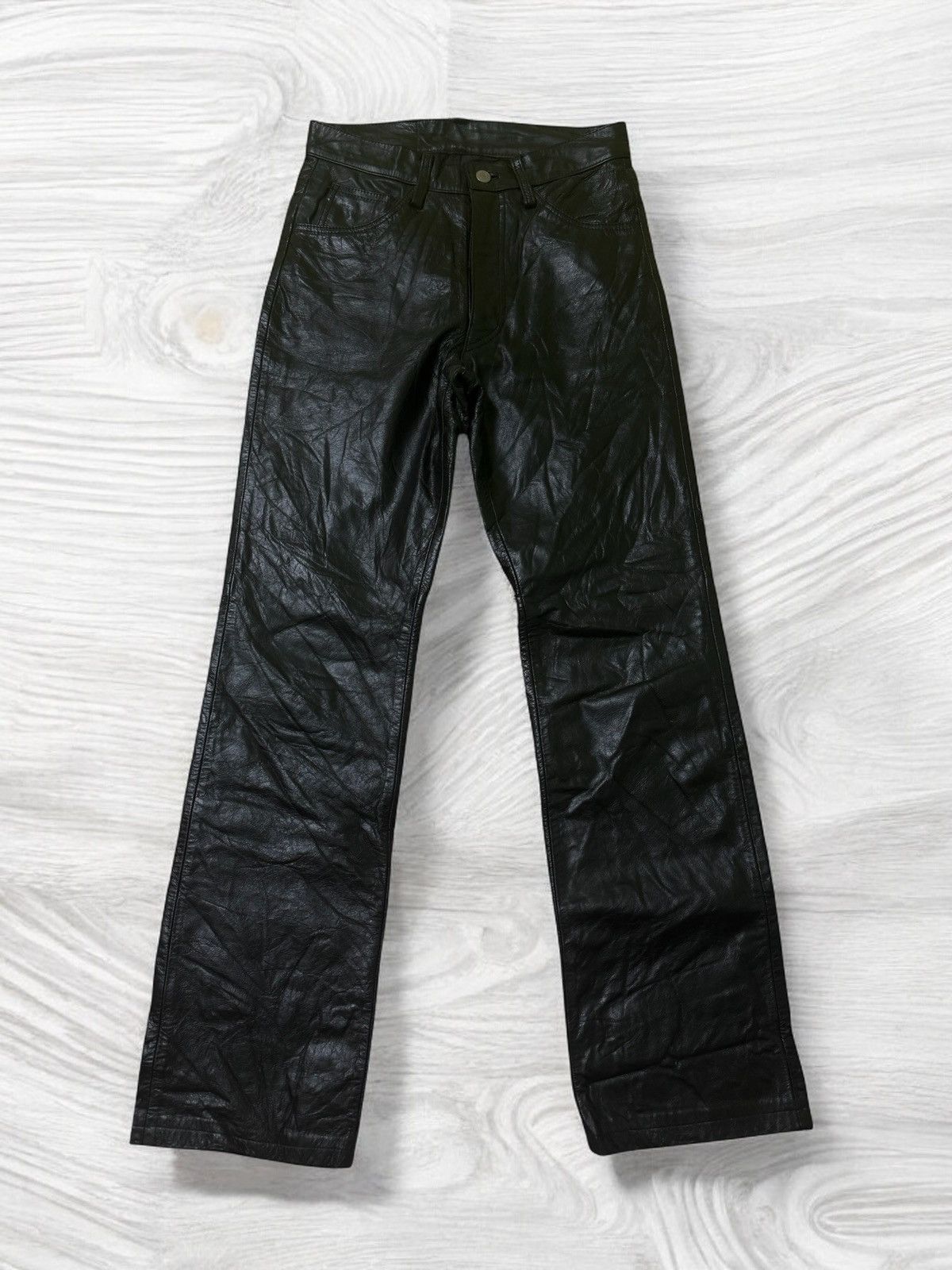 Leather × Vintage VINTAGE RadmesS MEN'S BIGI BLACK FAUX LEATHER Size US 27 - 1 Thumbnail