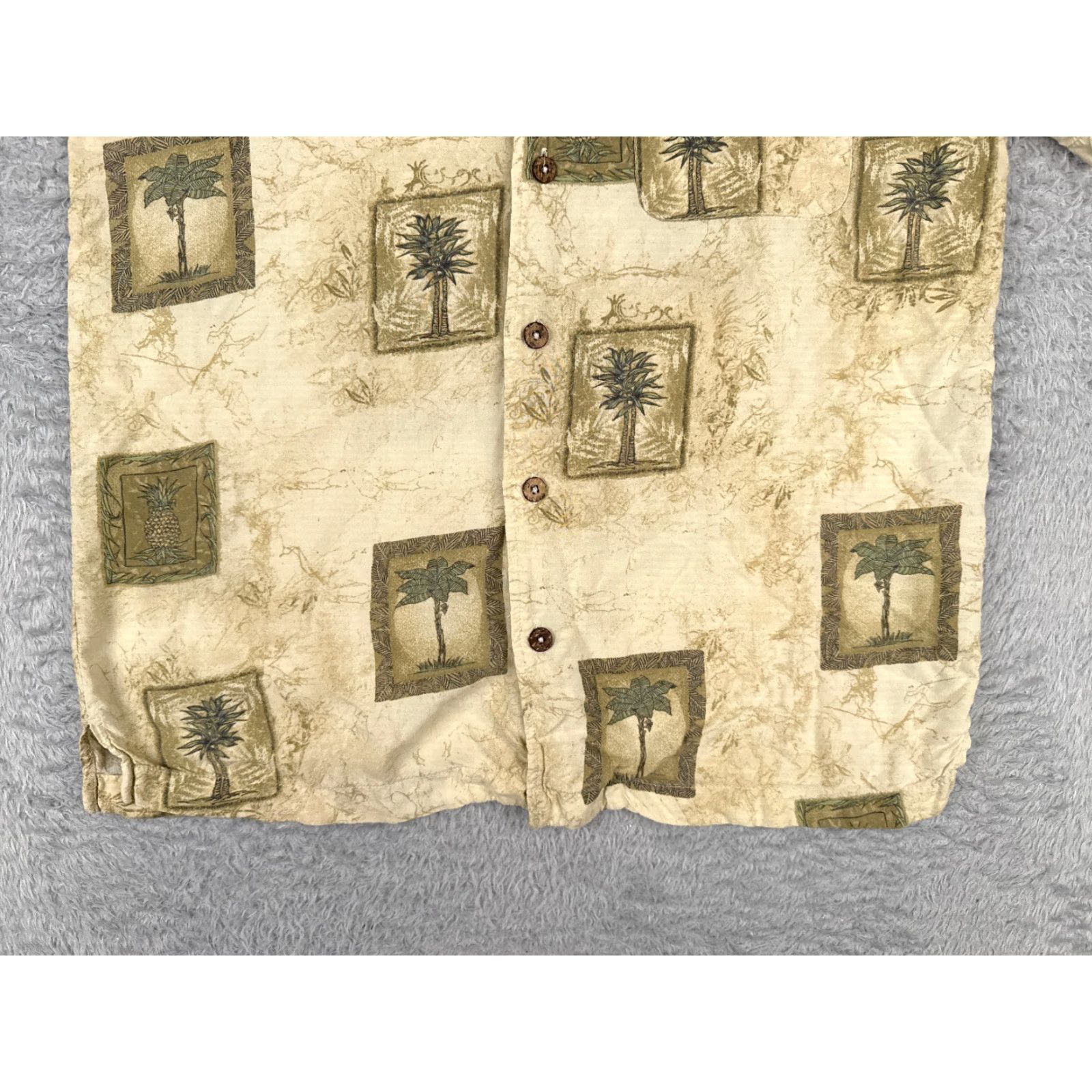 Vintage Montego Joe Hawaiian Shirt Adult Large Beige Floral Button-Up Resort Aloha Mens Size US L / EU 52-54 / 3 - 5 Thumbnail