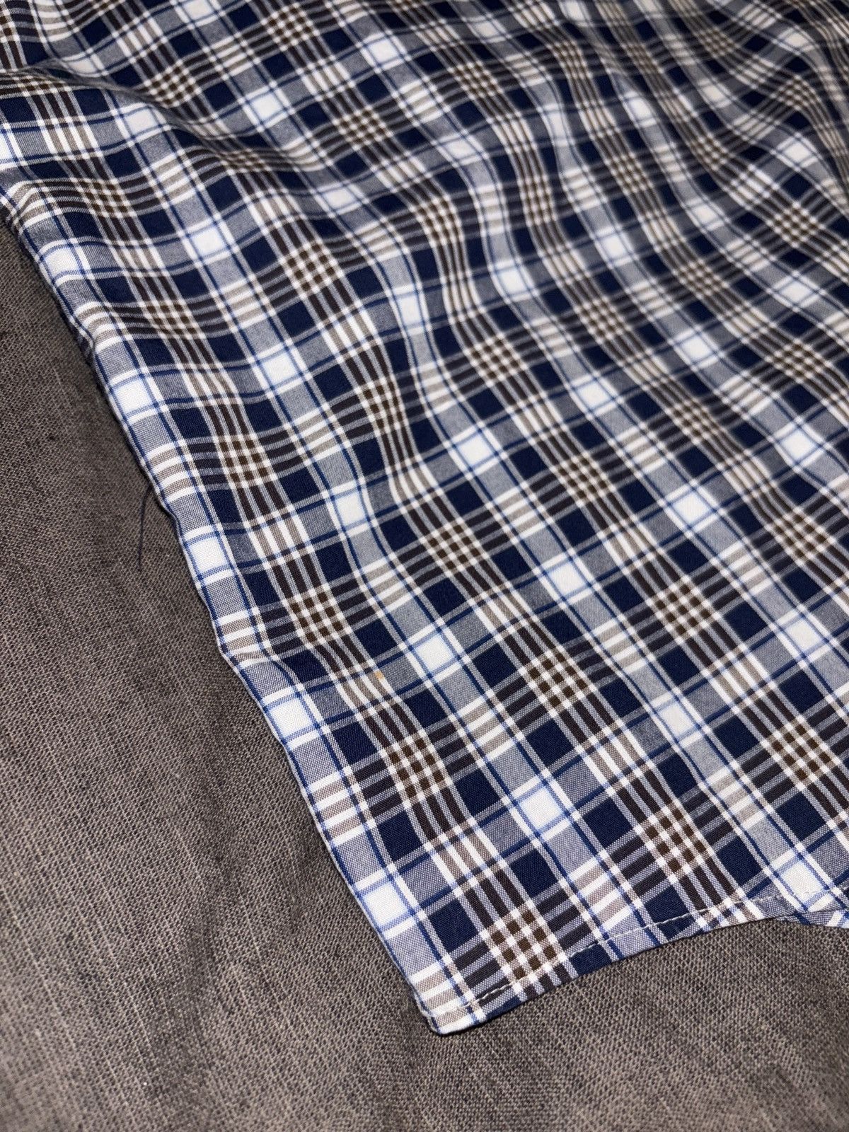 Lorenzo Uomo LORENZO UOMO | Blue/Brown Checkered Dress Shirt Size US M / EU 48-50 / 2 - 6 Thumbnail