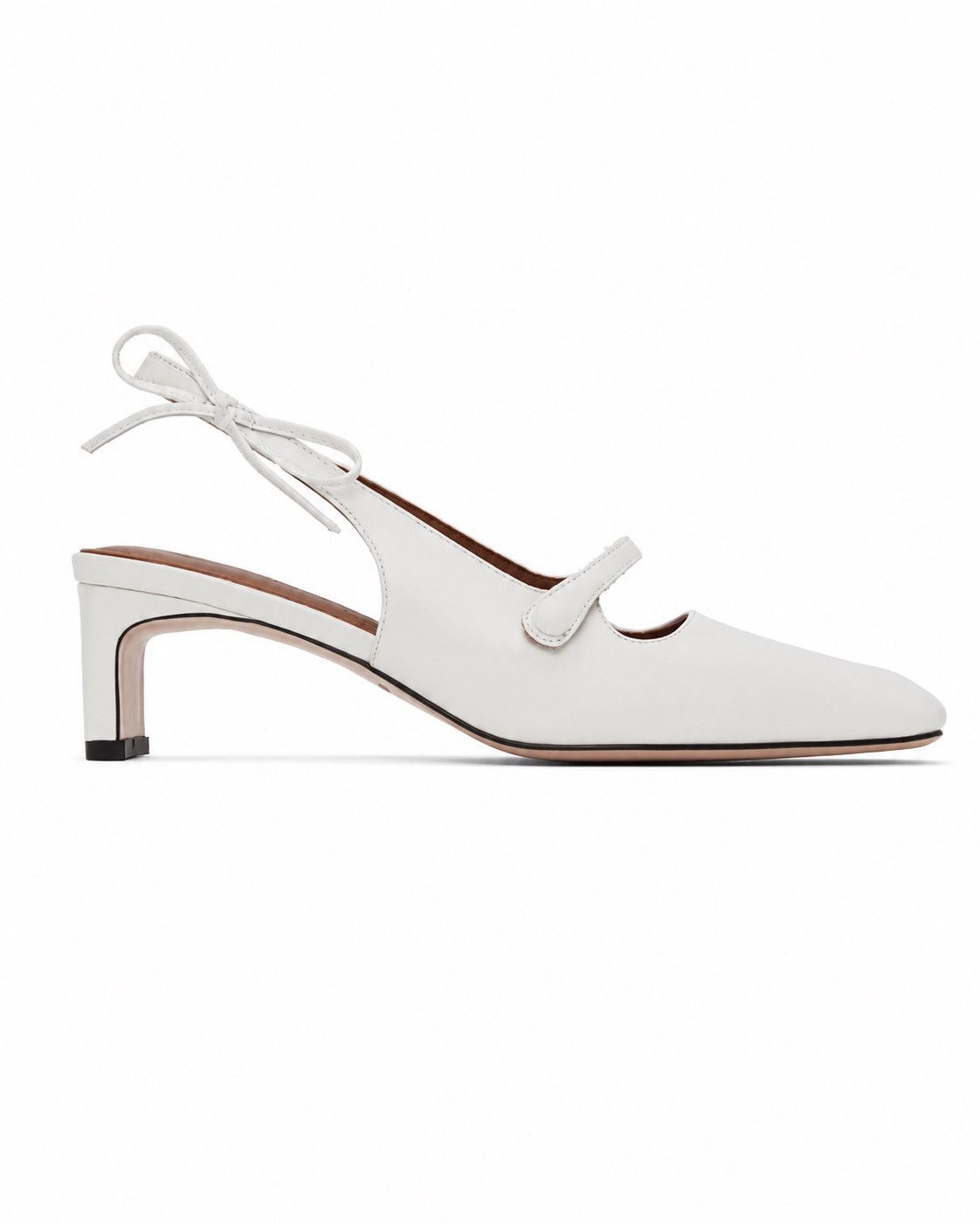 Shushu/Tong SHUSHU/TONG White Slingback Hells Square Toe Side Bows Size US 10 / IT 40 - 1 Thumbnail