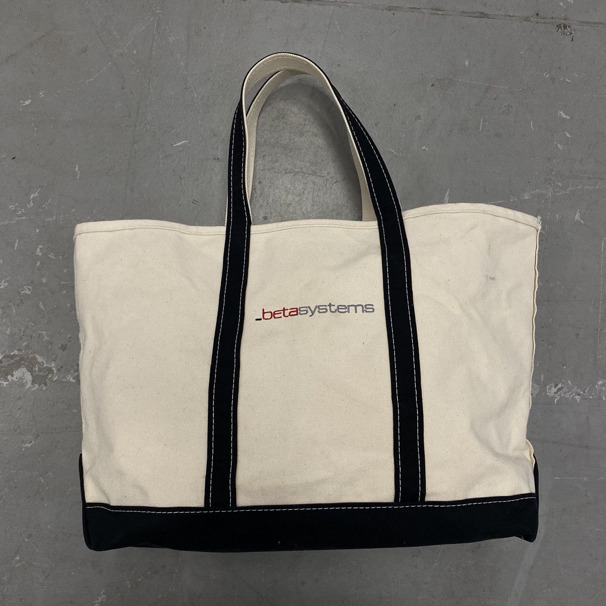 Japanese Brand × L.L. Bean × Vintage Vtg LL Bean Boat & Tote Ivory/Black Beta Systems Software US Size ONE SIZE - 1 Thumbnail
