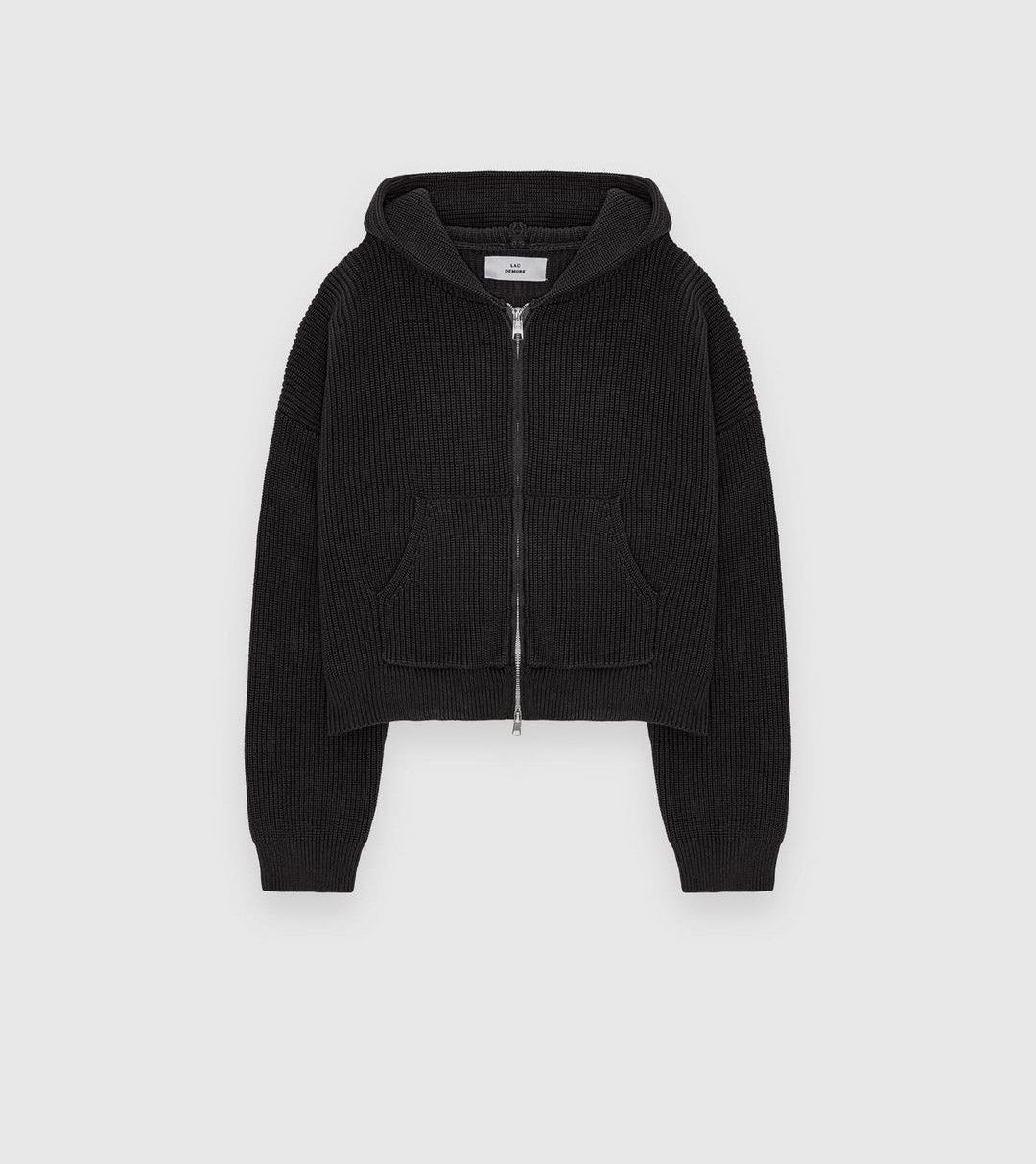 image of Lac Demure Knitted Fishermen Hoodie in Black, Men's (Size Medium)