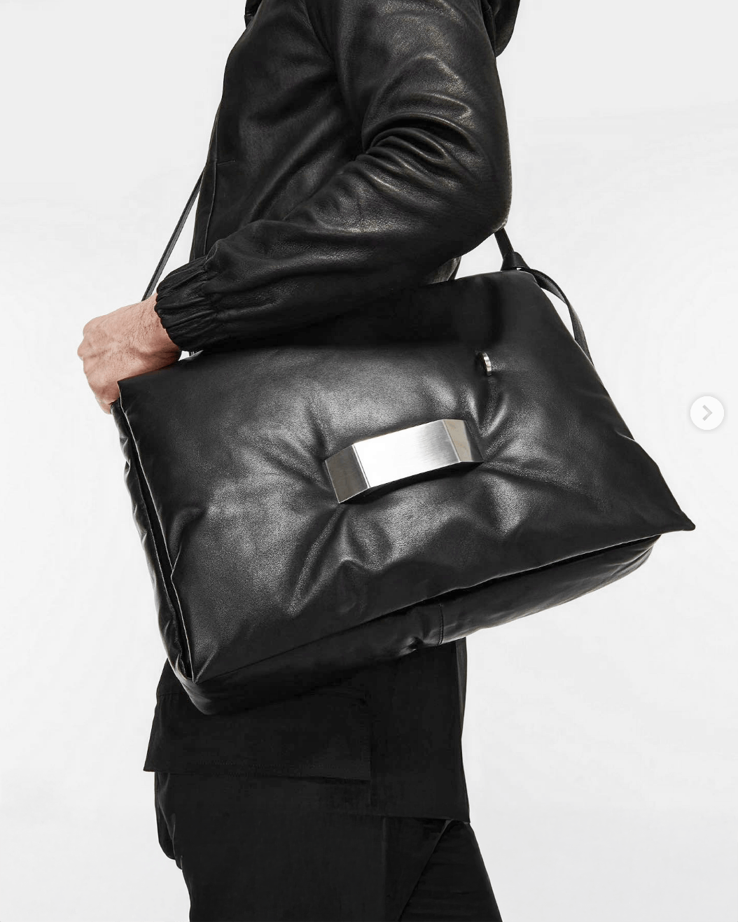 Pre-owned Rick Owens Pillow Griffin Quilted Leather Shoulder Big Bag In Black