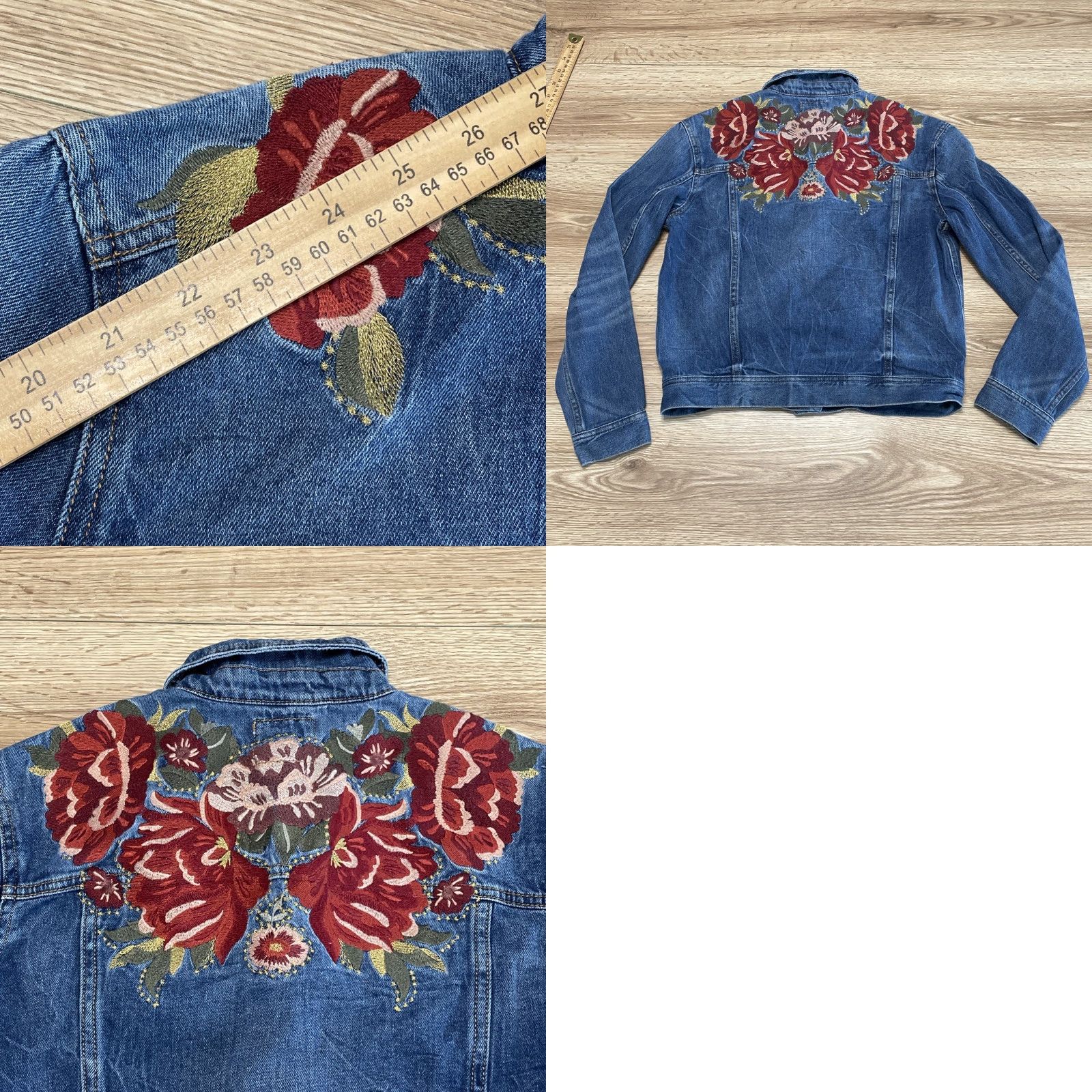 American Eagle Outfitters VINTAGE American Eagle Outfitters Women's Jacket Cotton Blend Denim Floral Embroidered Blue Small Casual Size S / US 4 / IT 40 - 8 Thumbnail