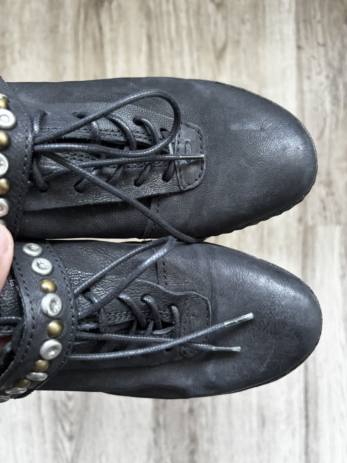 A.S.98 A.S. 98 (AirStep) Leather Studded Low-Heel Shoes – Black Size US 6.5 / IT 36.5 - 5 Thumbnail