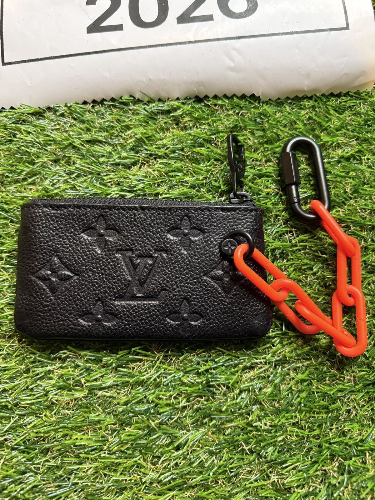 Louis Vuitton GRAIL🦄📜LV X Virgil Black Leather Orange Chain Coin/Key Pouch Size ONE SIZE - 1 Thumbnail
