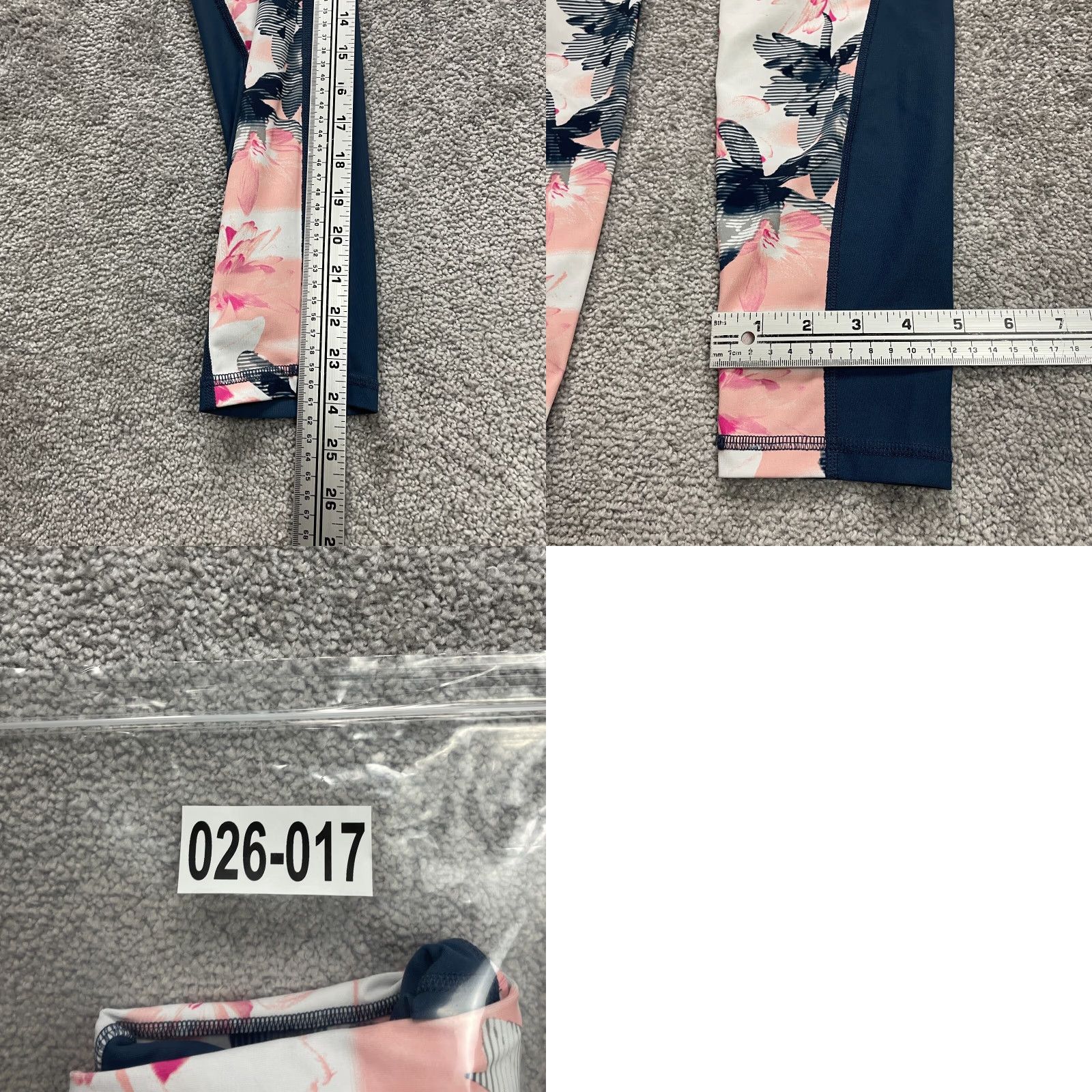 Vintage Xersion Compression Leggings Womens S Blue Floral Athletic Gym Running 26x24 Size 28" / US 6 / IT 42 - 8 Thumbnail