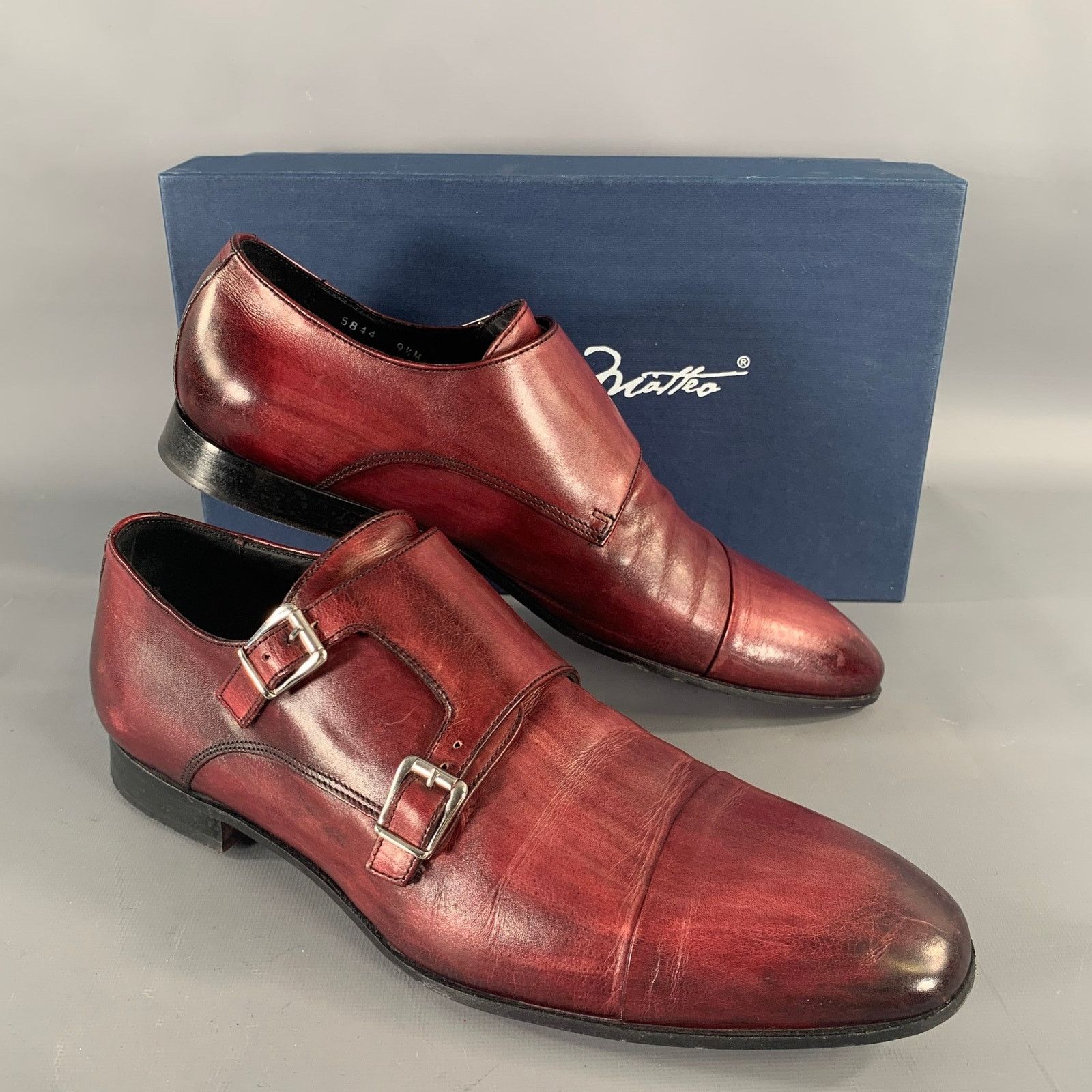 Massimo Matteo Brown Buckle Loafer size 10 MASSIMO MATTEO 9.5 Burgundy Crackled Leather Monk Strap main image 3