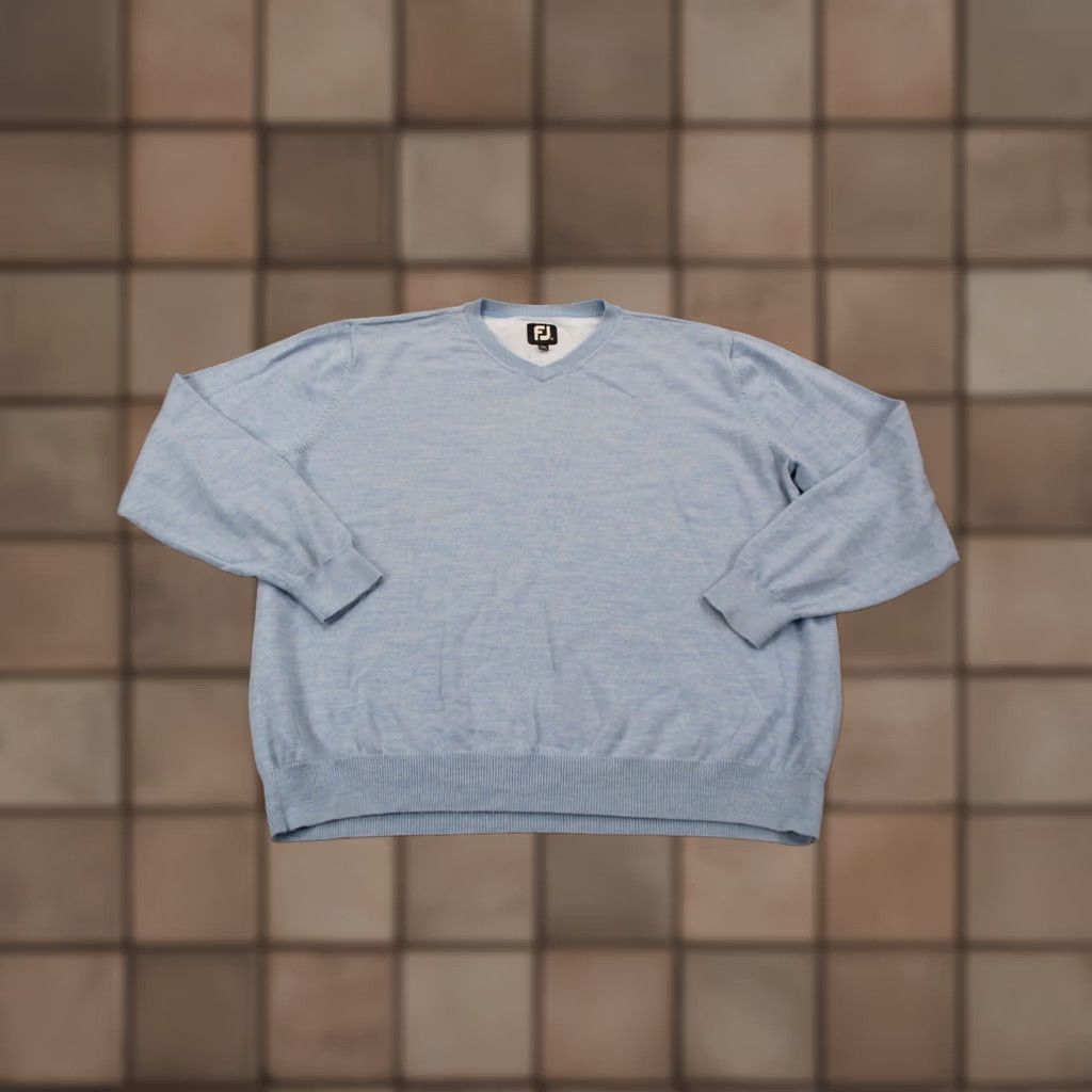 Footjoy FootJoy Sweater Mens L Blue Wool Golf V-Neck Pullover Performance Size US L / EU 52-54 / 3 - 1 Thumbnail