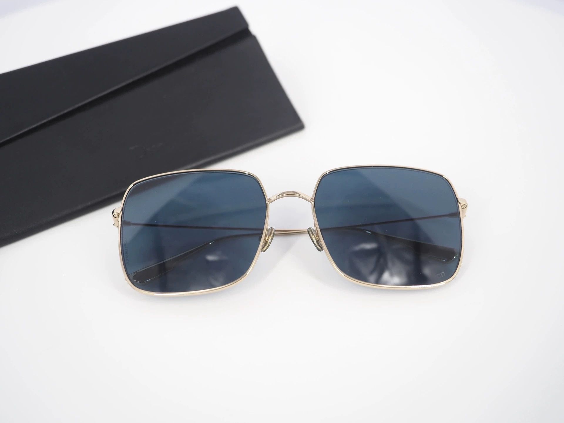 DIOR Women's Blue and Gold Square Frame Sunglasses