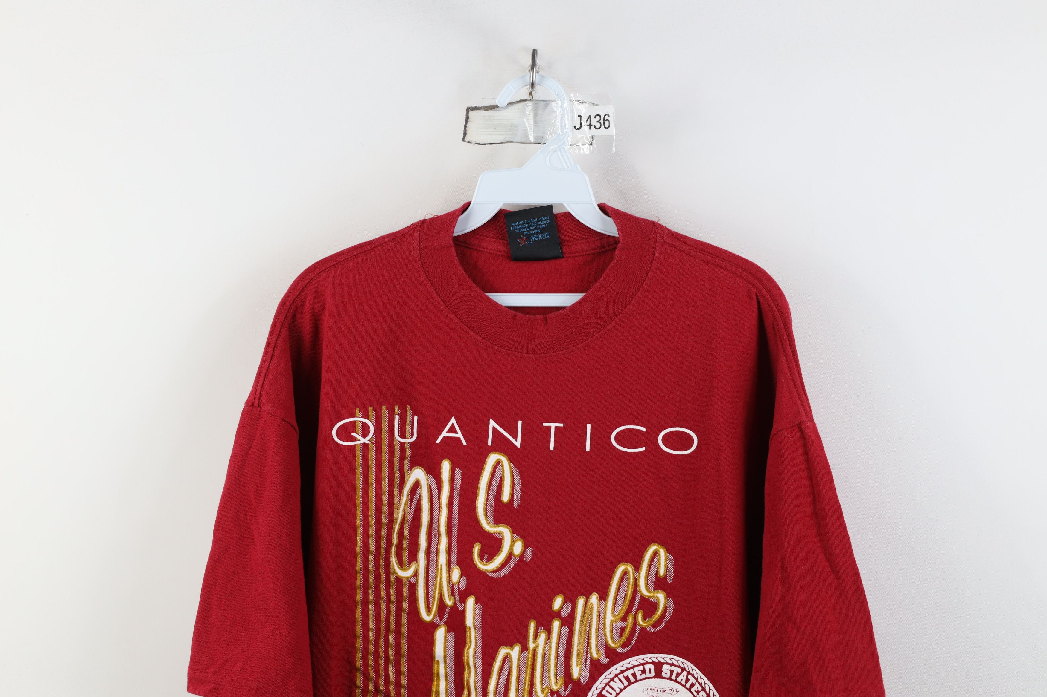 Vintage Vintage 90s Marines Quantico Short Sleeve T-Shirt USA Size US XL / EU 56 / 4 - 2 Thumbnail