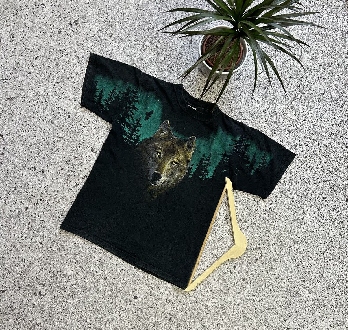 Habitat Vintage 90s American Graphic Wolf Eagle Made In USA T-Shirt Size US L / EU 52-54 / 3 - 1 Thumbnail