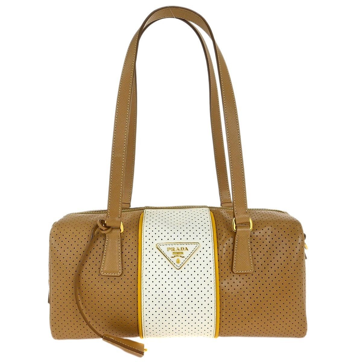 Prada Prada Barrel Bag Perforated Saffiano Leather Size ONE SIZE - 1 Thumbnail
