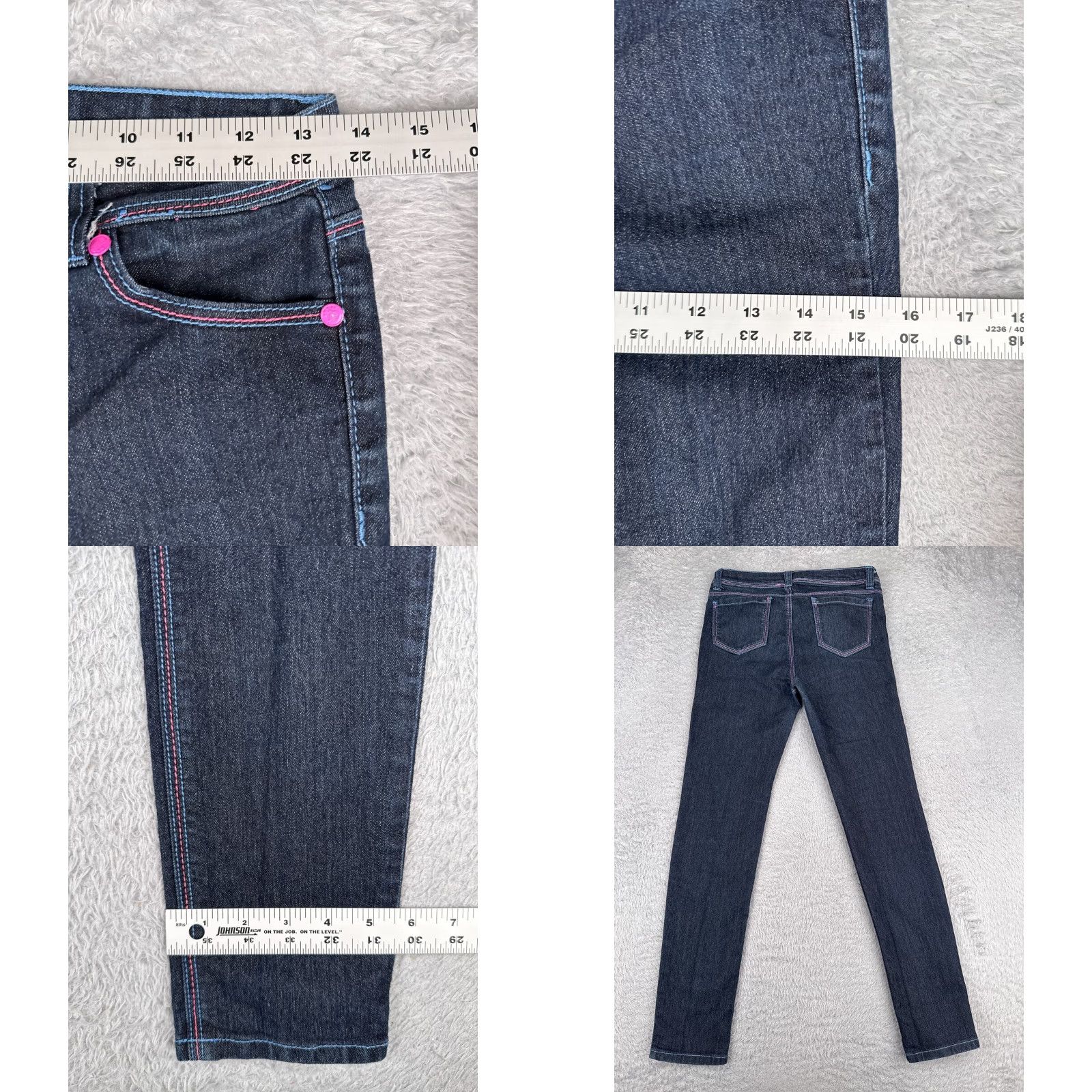 Vintage 12K Jeans Blue Denim 12K Juniors Jeans Skinny Mid Rise 27x29 Dark Wash Cotton Blend 16 Adult? (frames) Size 38" / US 16 / IT 52 - 9 Thumbnail