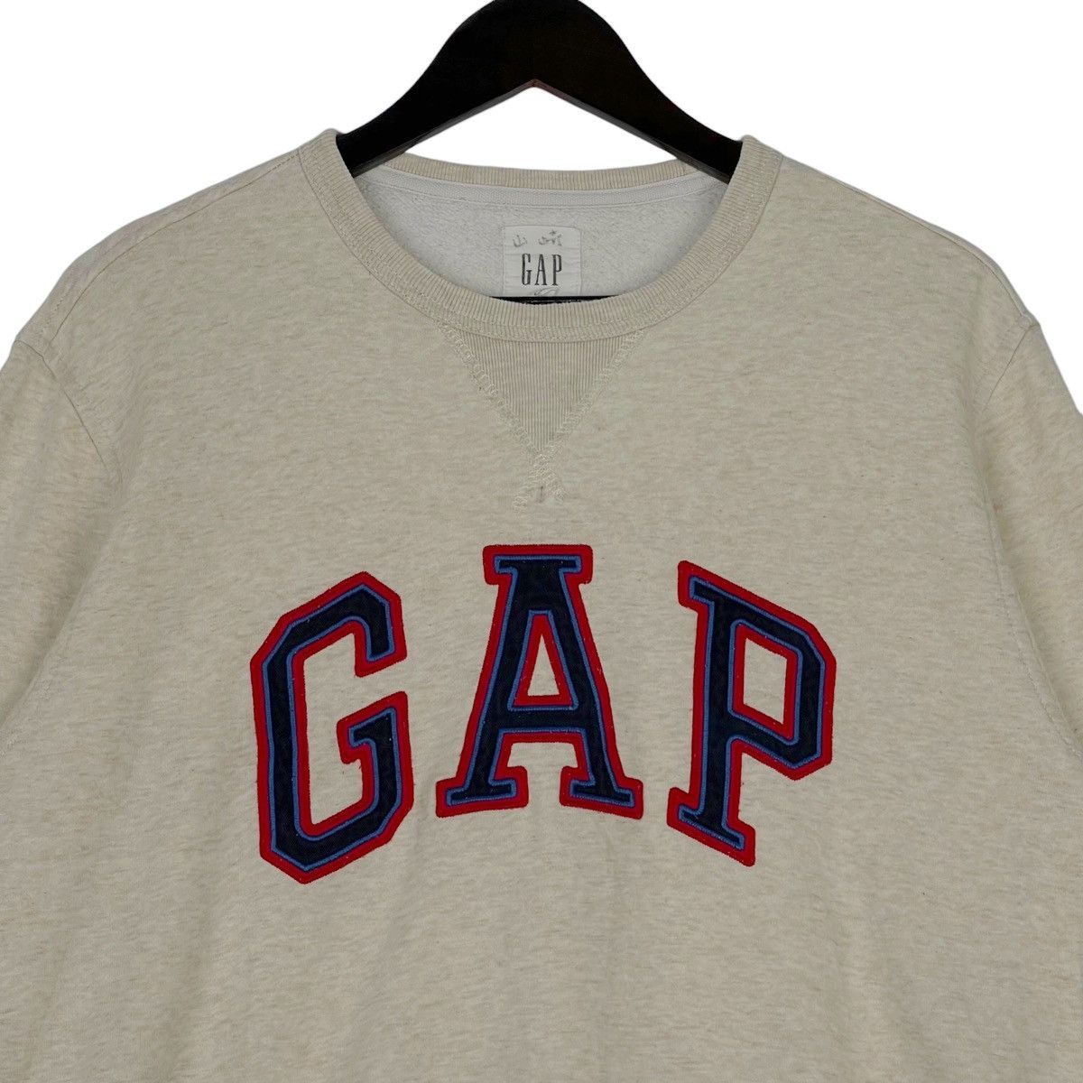 Gap × Vintage Vintage GAP Crewneck Sweatshirt Cream Pullover Jumper Size Size US M / EU 48-50 / 2 - 4 Thumbnail