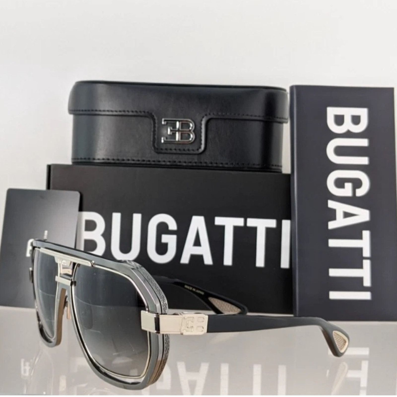 Bugatti New! BUGATTI 08-GM/WG Stylish Gunmetal White Gold Sunglasses Size ONE SIZE - 6 Thumbnail