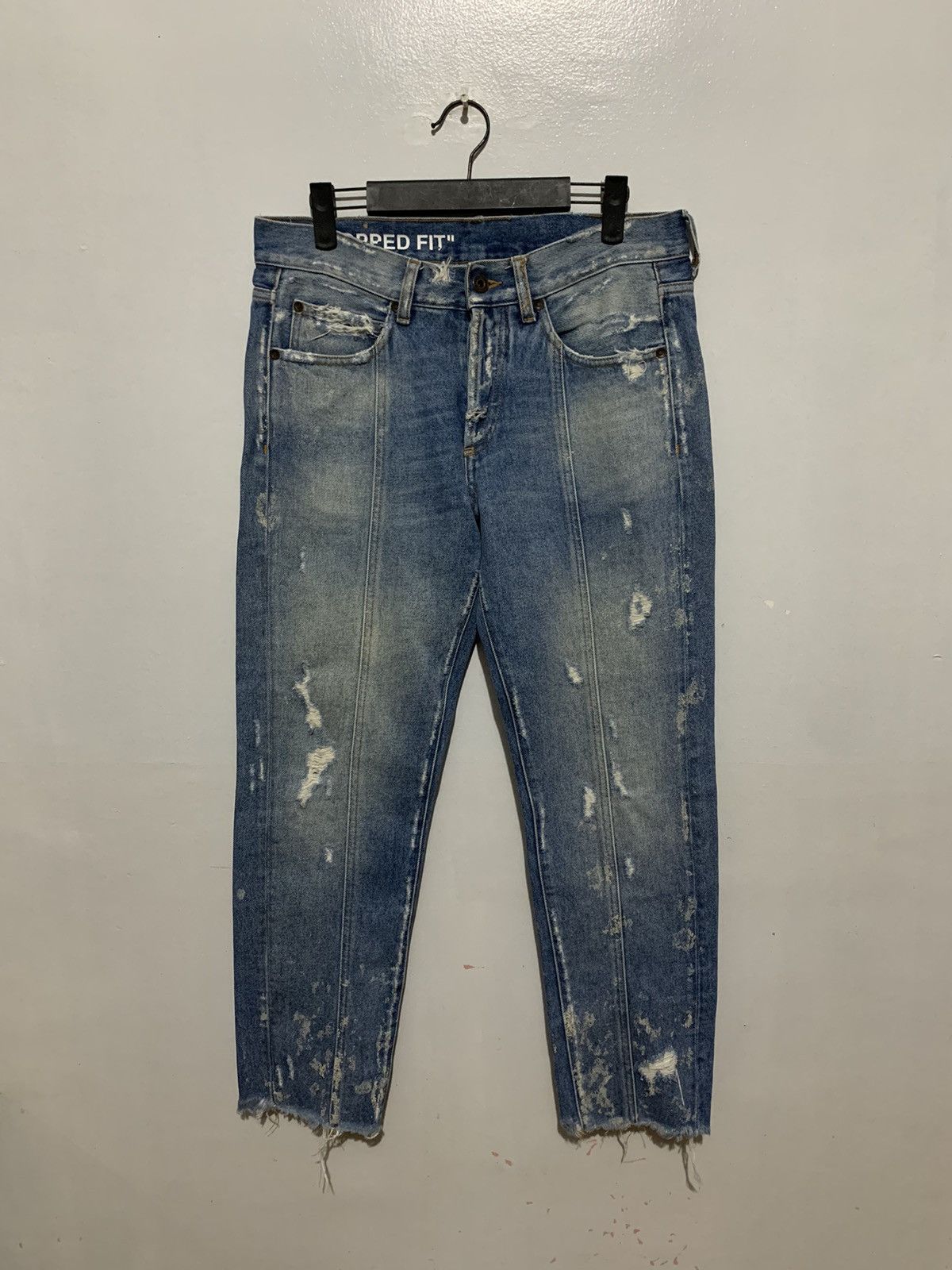 Off-White Off-White "Cropped Fit" OG Diagonal Stripe Denim Jeans Size US 30 / EU 46 - 1 Thumbnail
