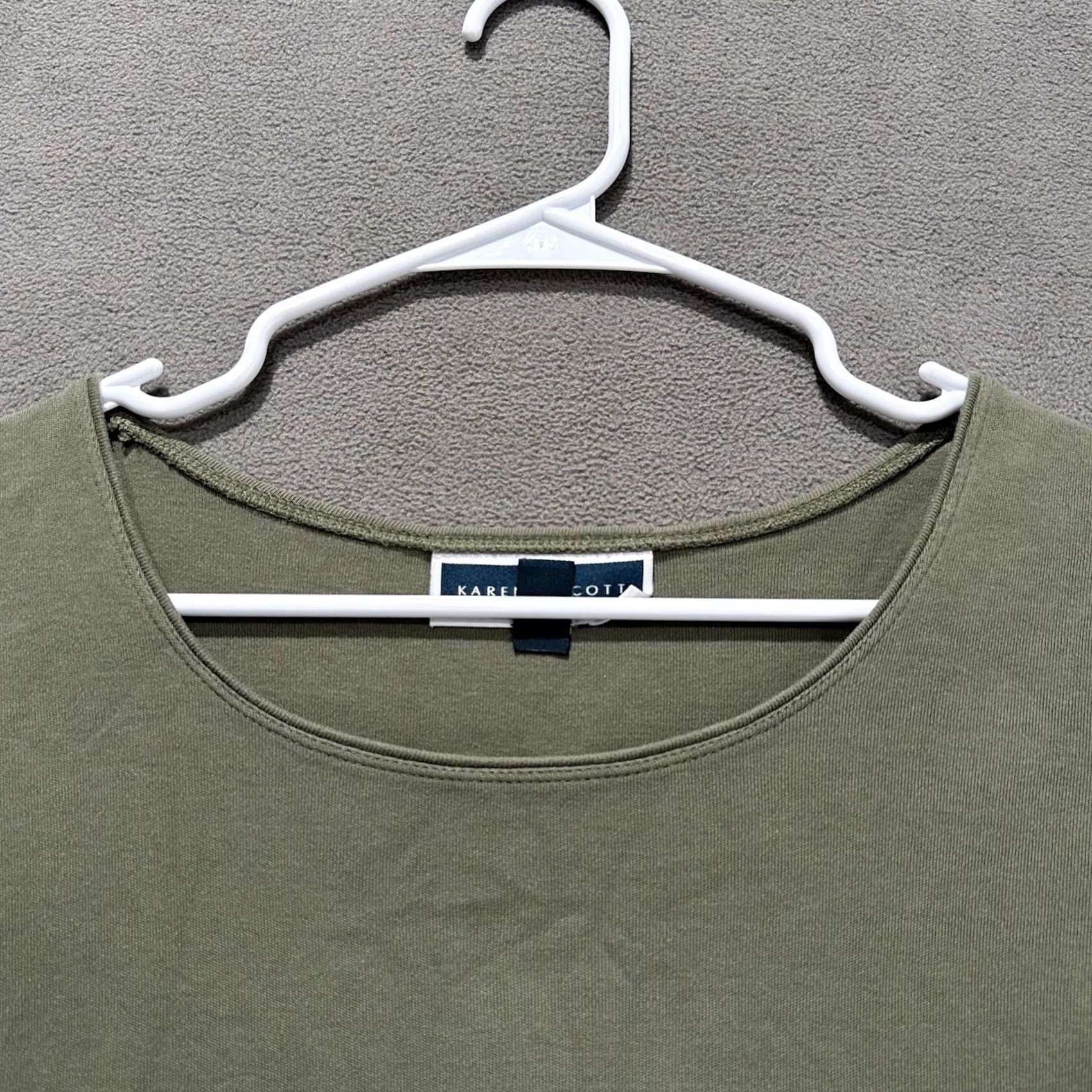 Vintage Karen Scott Top Womens Small Olive Green Scoop-Neck 3/4-Sleeve Casual Pullover Size S / US 4 / IT 40 - 3 Thumbnail