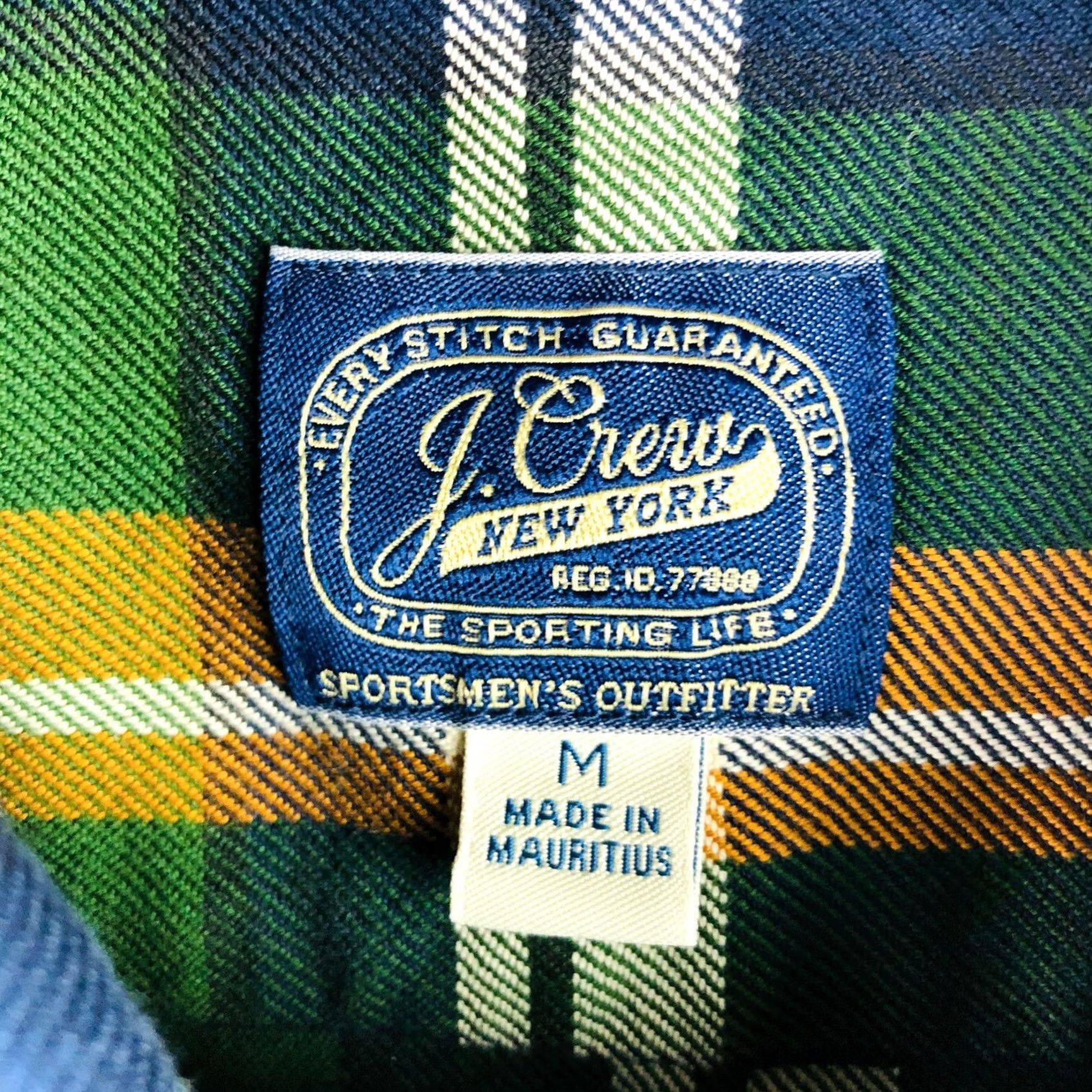 J.Crew J Crew Men's Work Shirt L/S Cotton Green Blue Plaid Medium NEW Size US M / EU 48-50 / 2 - 2 Thumbnail