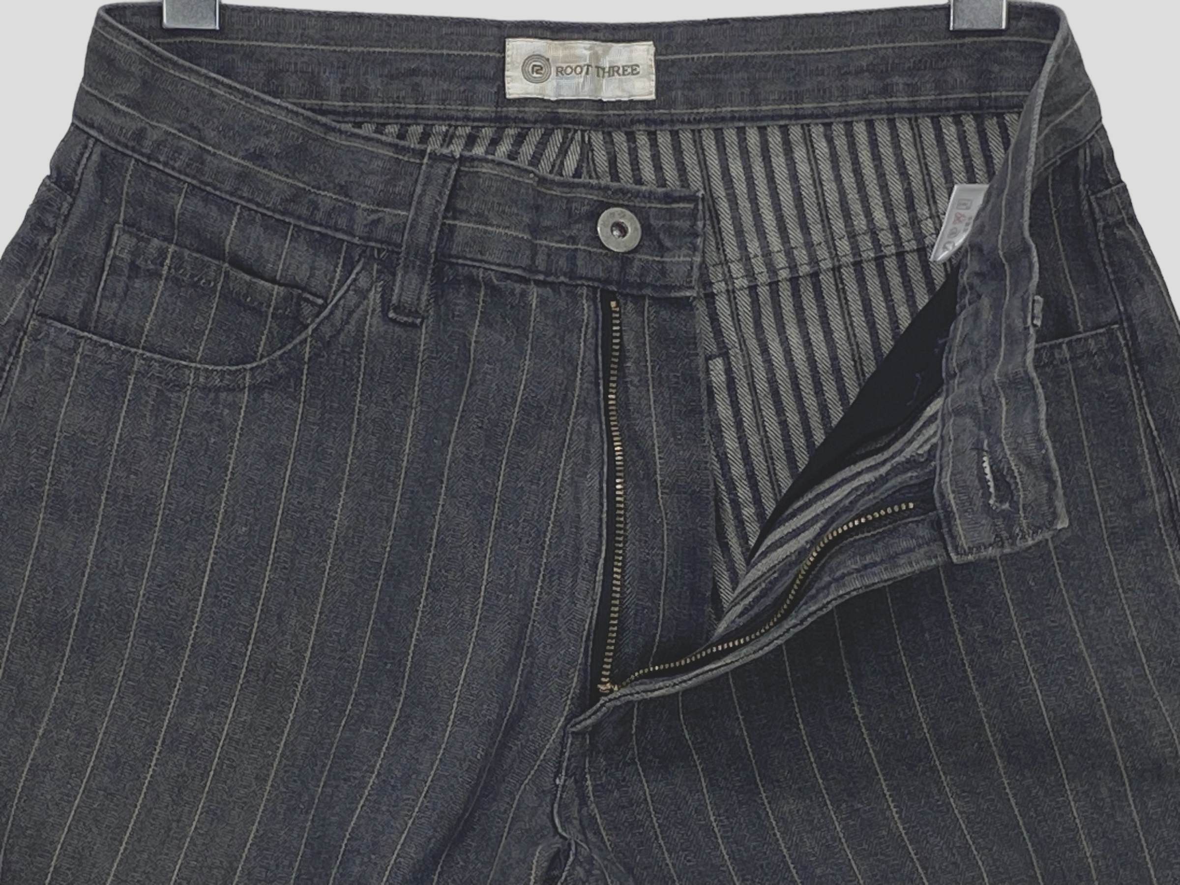 Japanese Brand Root Three Jeans Stripes Hickory Skateboard Pants Size US 29 - 4 Thumbnail