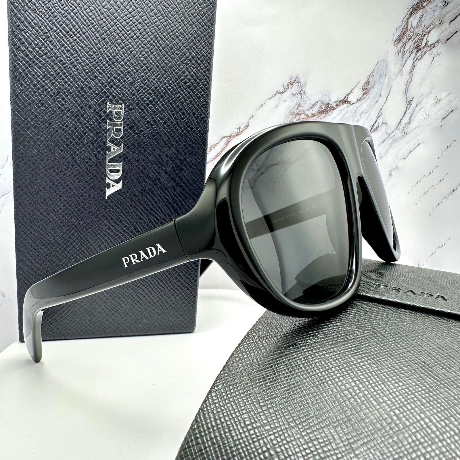 Prada New PRADA Sunglasses Black 2025 Collection Aviator Shield Size ONE SIZE - 14 Thumbnail