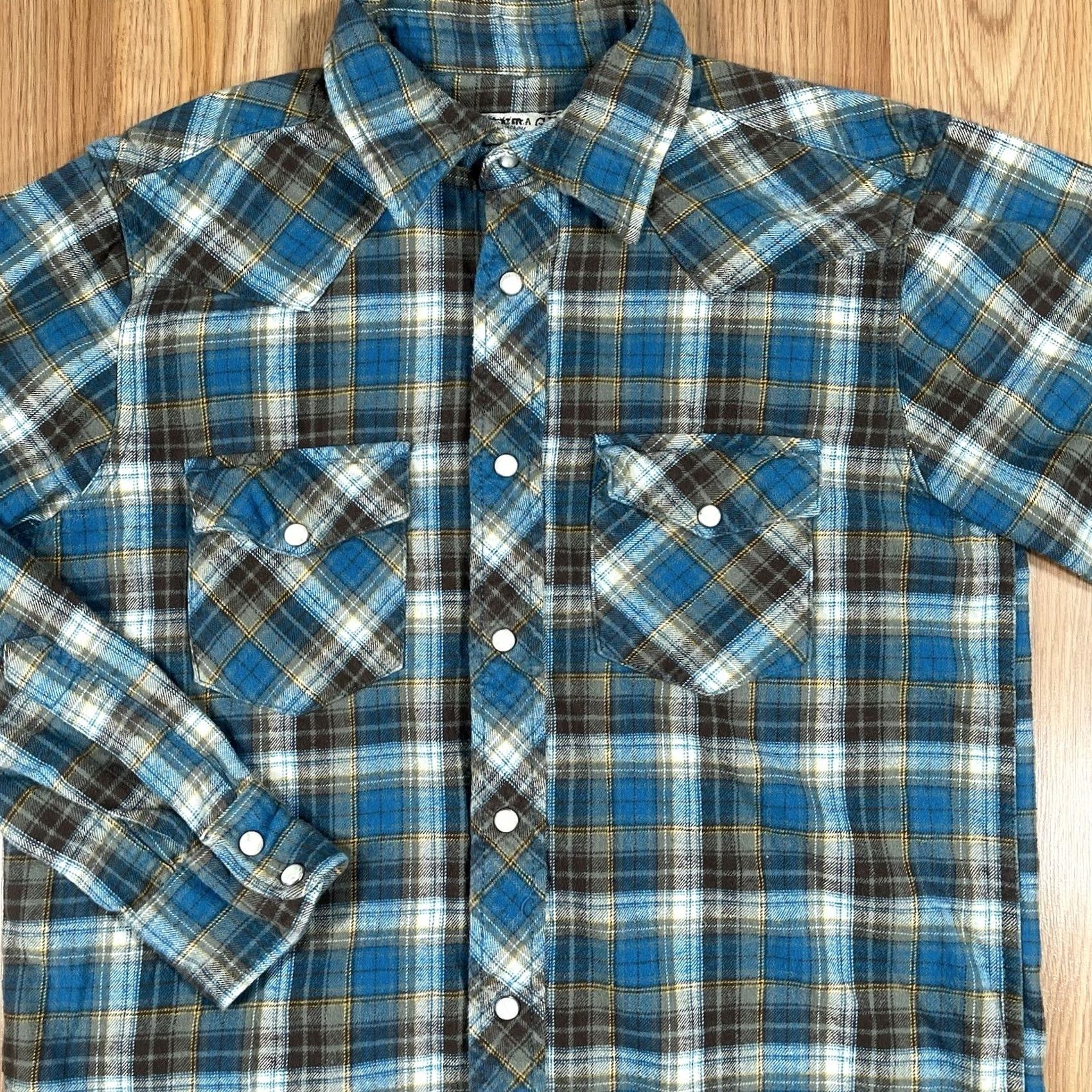 Vintage Vintage Flannel Shirt Mens Small Plaid Long Sleeve Western Pearl Snap Button Up Size US S / EU 44-46 / 1 - 2 Thumbnail