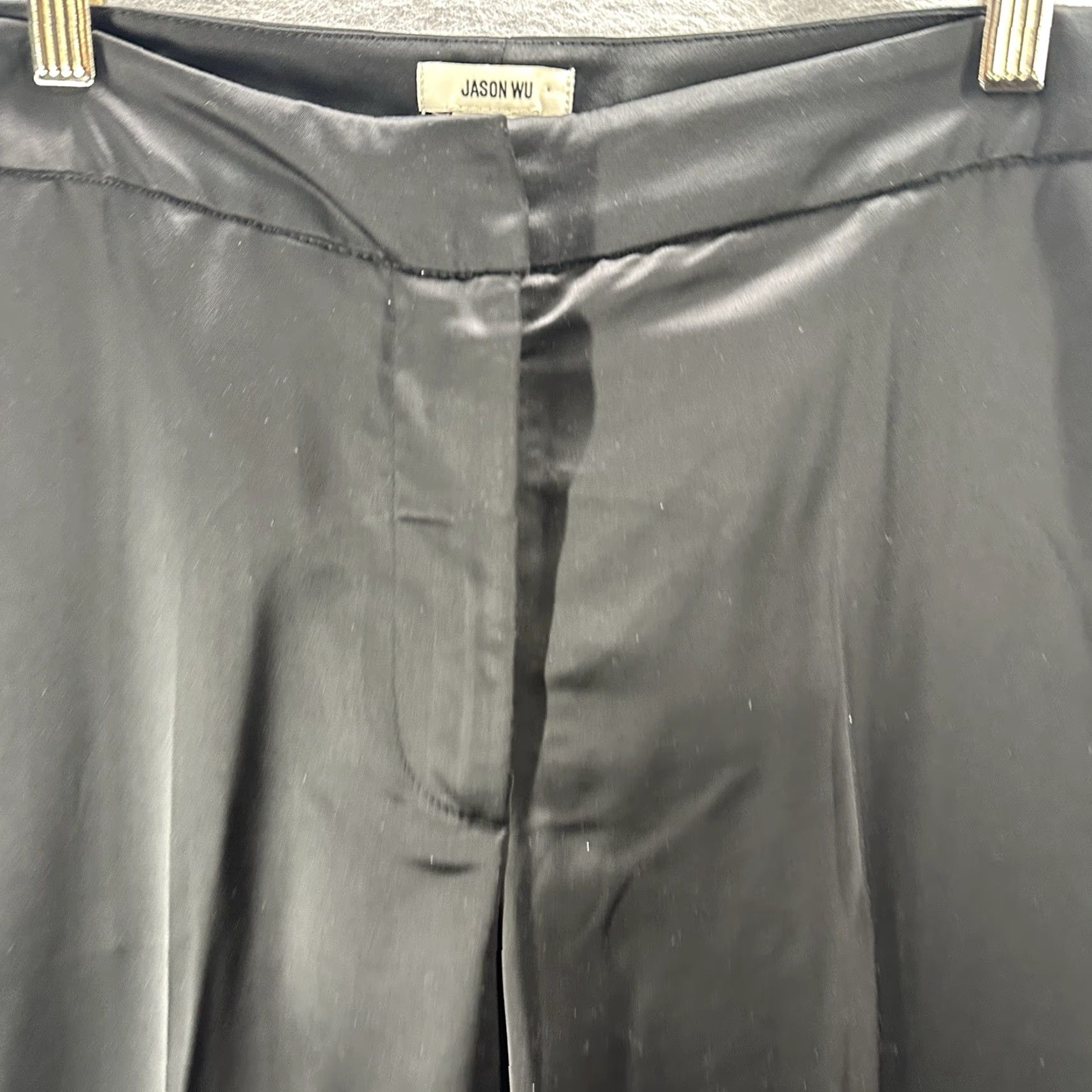 Jason Wu Jason Wu Pants Womens 10 Black Satin Silk Wide-Leg Quiet Luxury Capsule Y2k 90s Jacket? Size 36" / US 14 / IT 50 - 6 Thumbnail