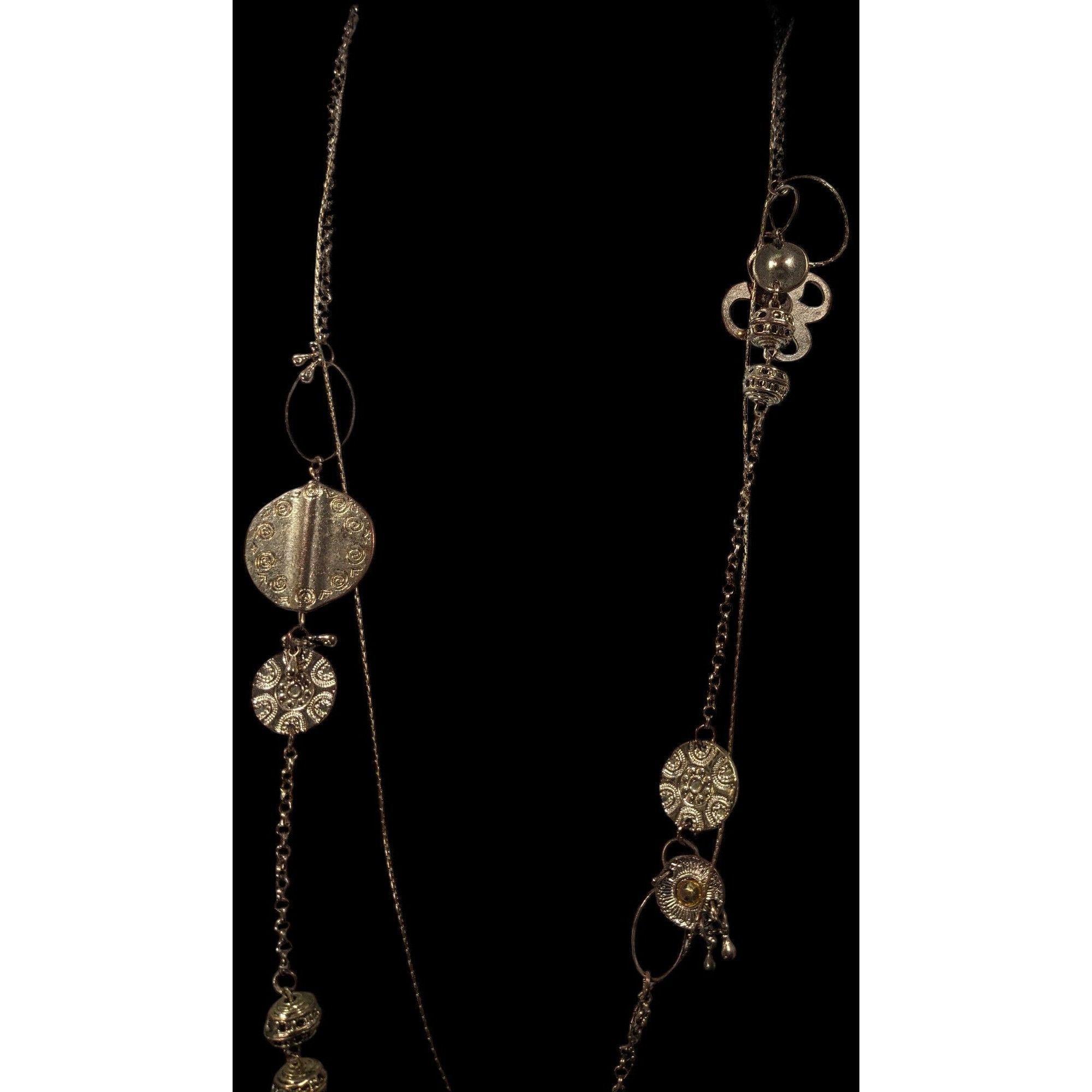 Chicos Chico's Abstract Floral Gold Tone Chain Charm Necklace Size ONE SIZE - 5 Thumbnail