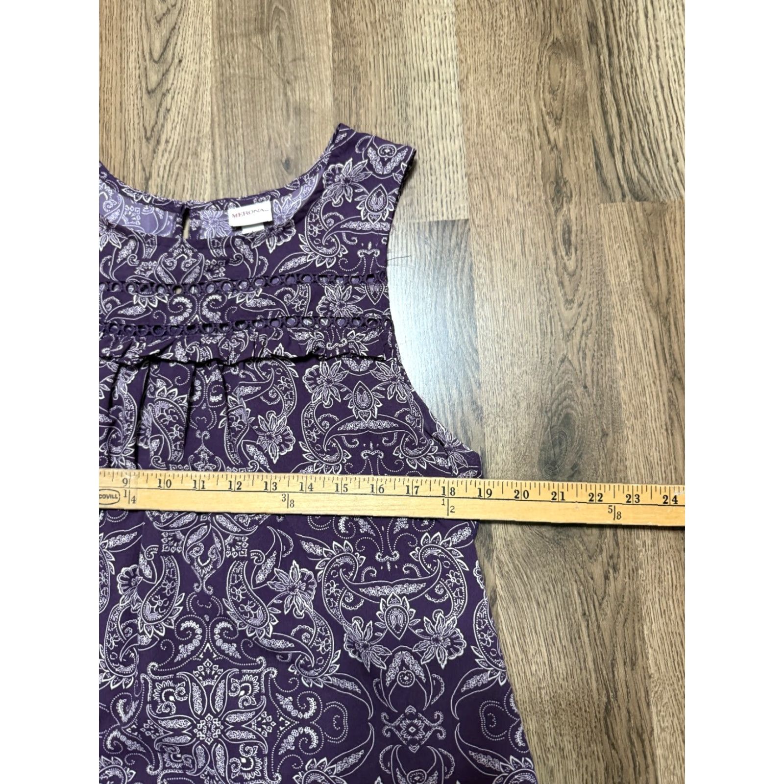 Merona Merona Tank Top Women's Large Purple White Allover Print Round Neck Casual Sleeveless US Size L Womens Size L / US 10 / IT 46 - 6 Thumbnail
