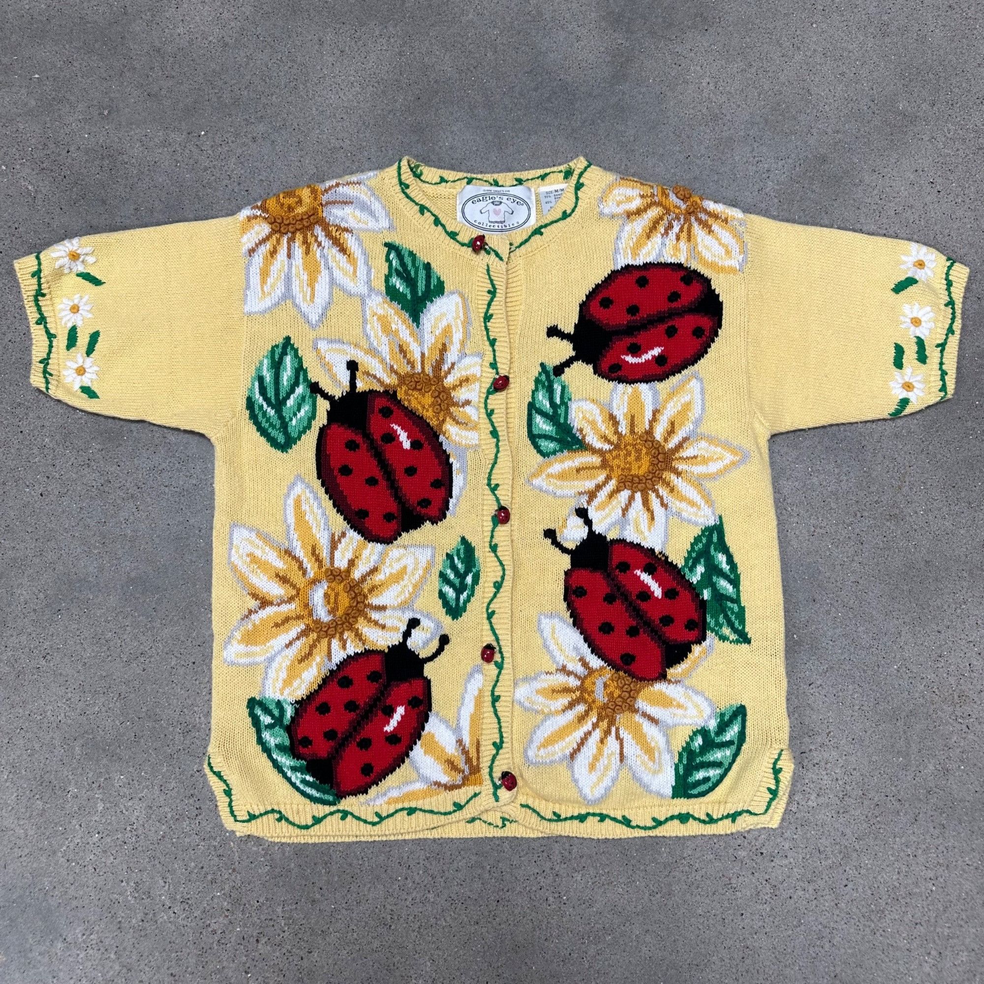 Vintage Vintage 1996 Eagles Eye Lady Bug Knit Short Sleeve Sweater Size M / US 6-8 / IT 42-44 - 1 Thumbnail