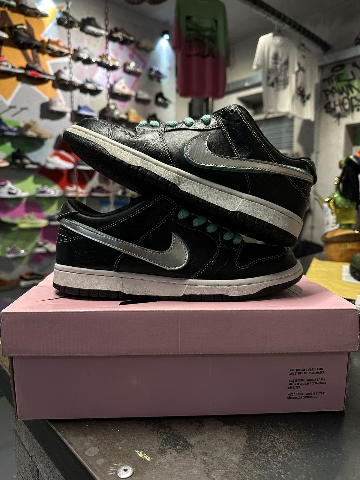image of Sb Dunk Low Diamond Supply Co. Black Diamond Shoes, Men's (Size 8)
