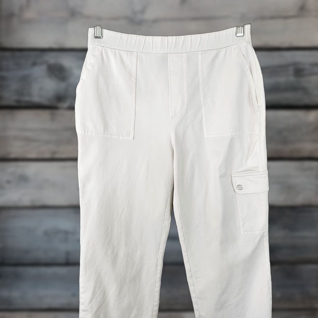 Vintage Susan Graver Weekend Womens Cropped Pants Sz S Tall White Pull On Size 28" / US 6 / IT 42 - 1 Thumbnail