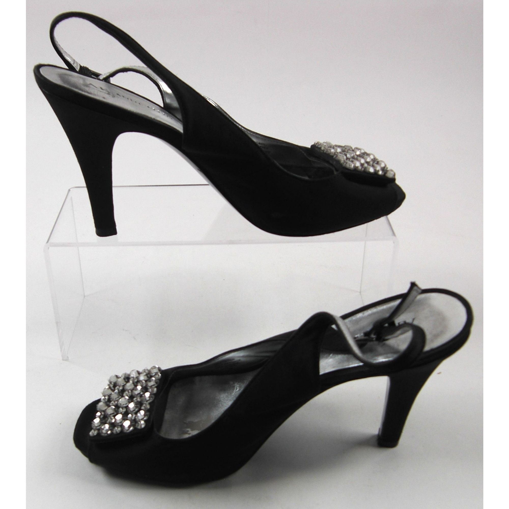 Anne Klein Anne Klein Rhinestone Embellished Satin High Heel Dress Pump Size US 7 / IT 37 - 1 Thumbnail