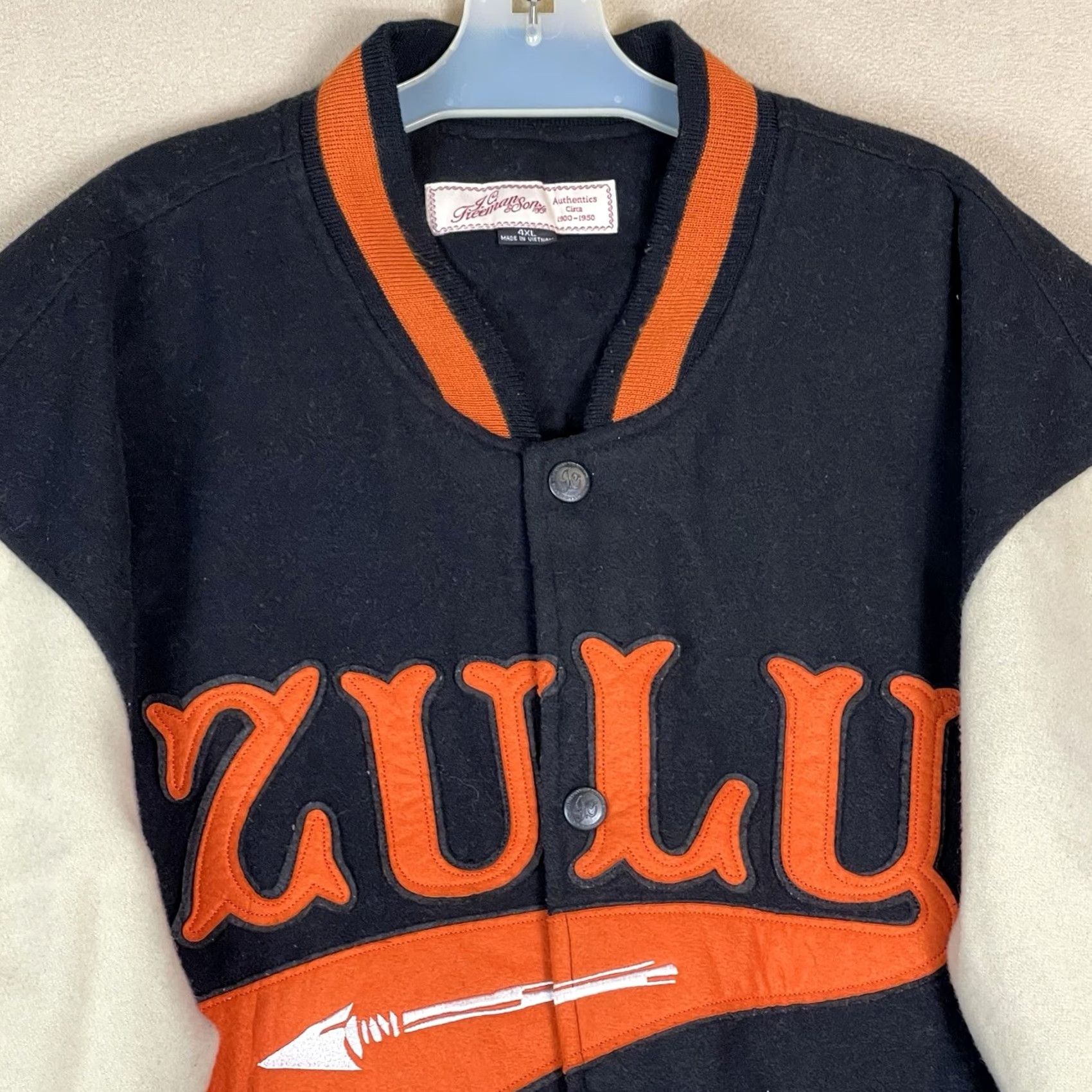Vintage VINTAGE JC Freeman & Sons Jacket Mens 4XL Black Wool Varsity Jacket Baseball Logo Em broidered Button 80s 90s College Outdoor Mens Size US XXL / EU 58 / 5 - 4 Thumbnail