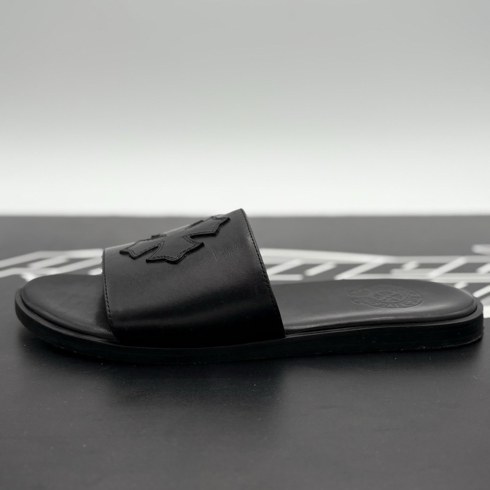 Chrome Hearts Chrome Hearts Leather Slides ' Black ' | SUPER CLEAN! Size US 8 / EU 41 - 7 Thumbnail
