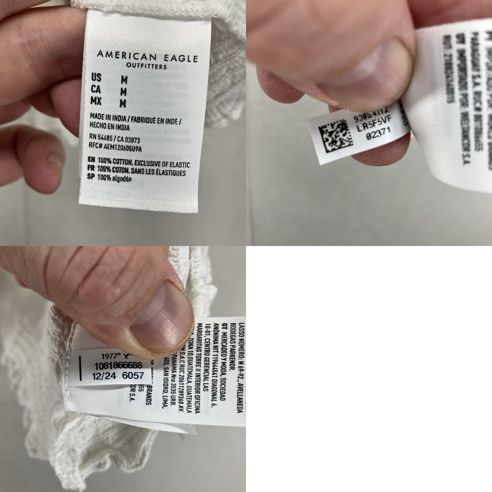 American Eagle Outfitters American Eagle Smocked Crop Top Medium White Ruffle Button Front Tie Strap Maid Size M / US 6-8 / IT 42-44 - 9 Thumbnail