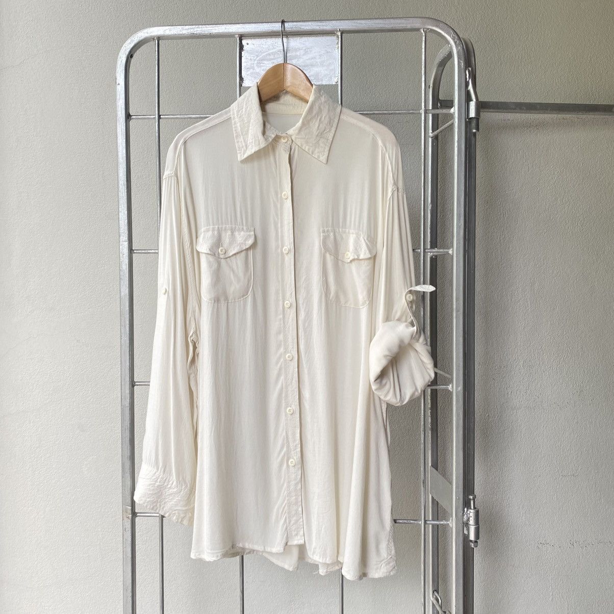 Designer × Japanese Brand G.O.A White Soft Long Sleeve Shirt with Chest Pockets Size ONE SIZE - 8 Thumbnail