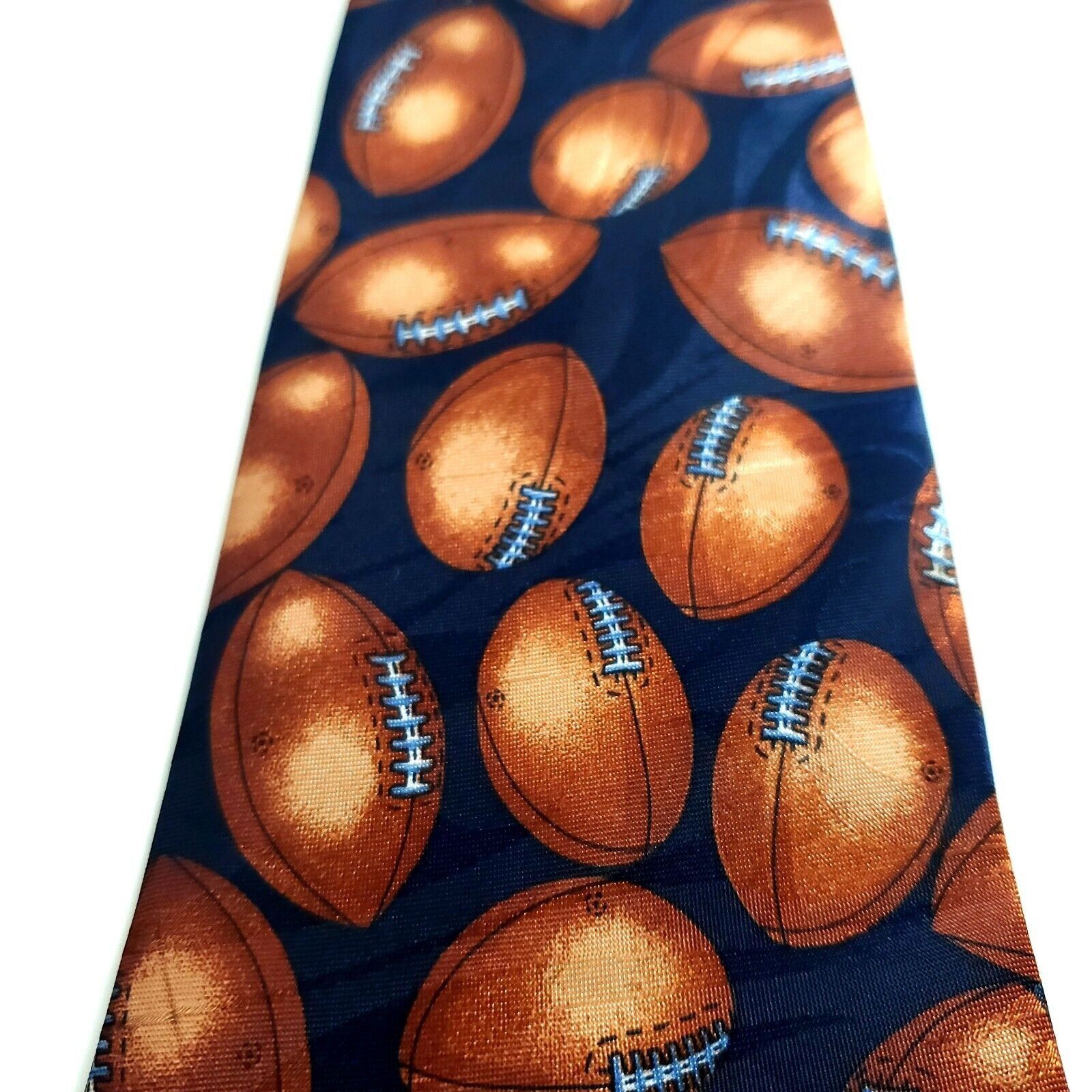 Vintage Phineas Creed Blue Football Polyester Jacquard Print Short T Size ONE SIZE - 2 Thumbnail