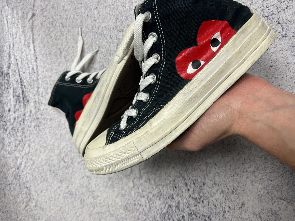 Comme des Garcons × Comme des Garcons PLAY × Converse Comme Des Garcons x Converse Black Hi-Top Hearth Sneakers Size US 7 / IT 37 - 10 Thumbnail