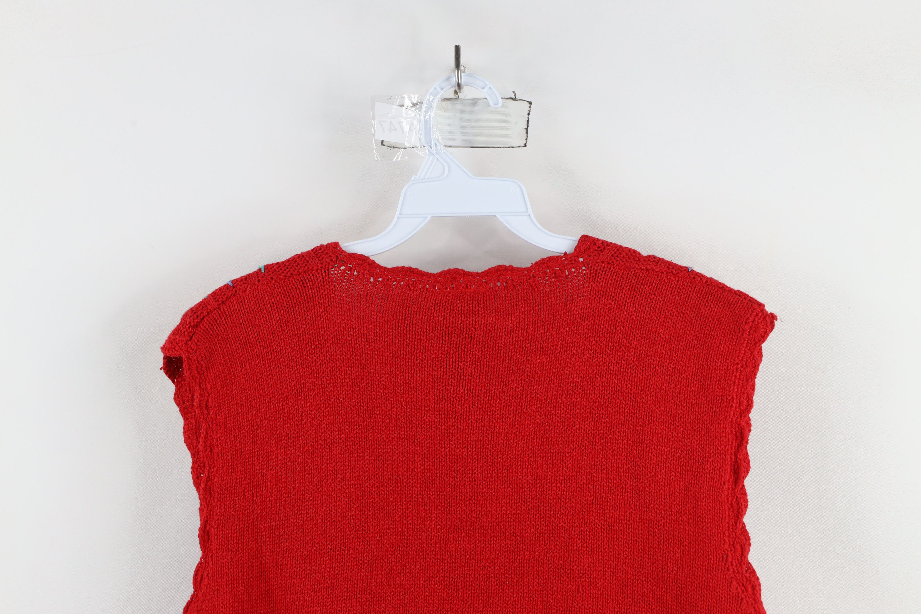 Vintage Vintage 90s Streetwear Flower Striped Sweater Vest Red Size L / US 10 / IT 46 - 8 Thumbnail